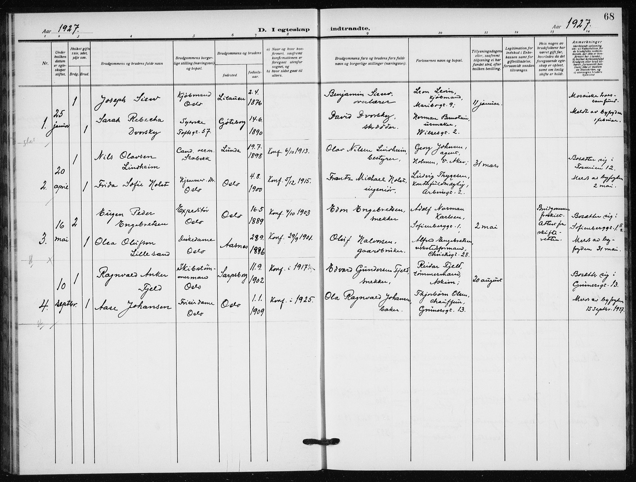 Hauge prestekontor Kirkebøker, AV/SAO-A-10849/F/Fa/L0004: Parish register (official) no. 4, 1917-1938, p. 68