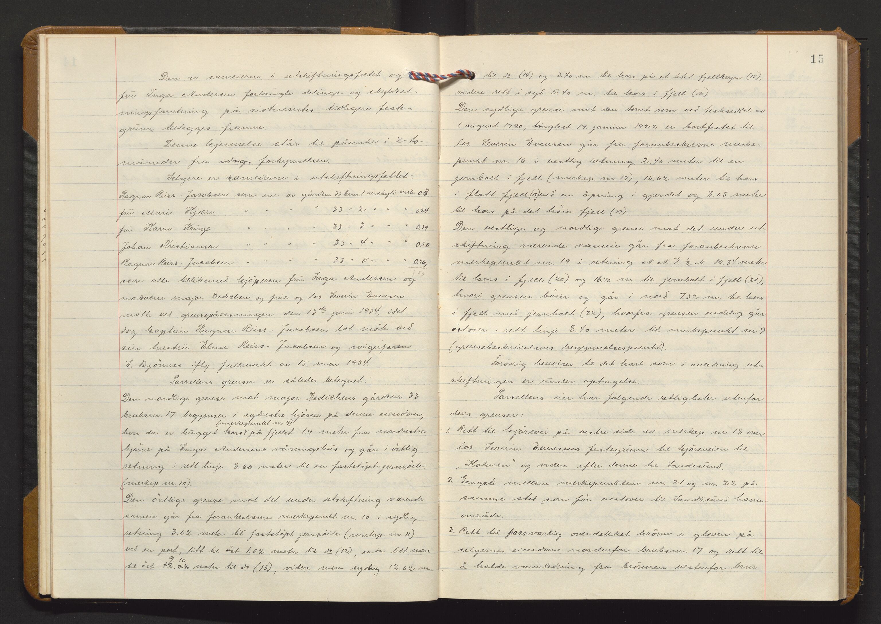 Utskiftningsvesenet i Vestfold, AV/SAKO-A-797/F/Fa/L0021: Rettsbok (forhandlingsprotokoll), 1934-1935, p. 14b-15a