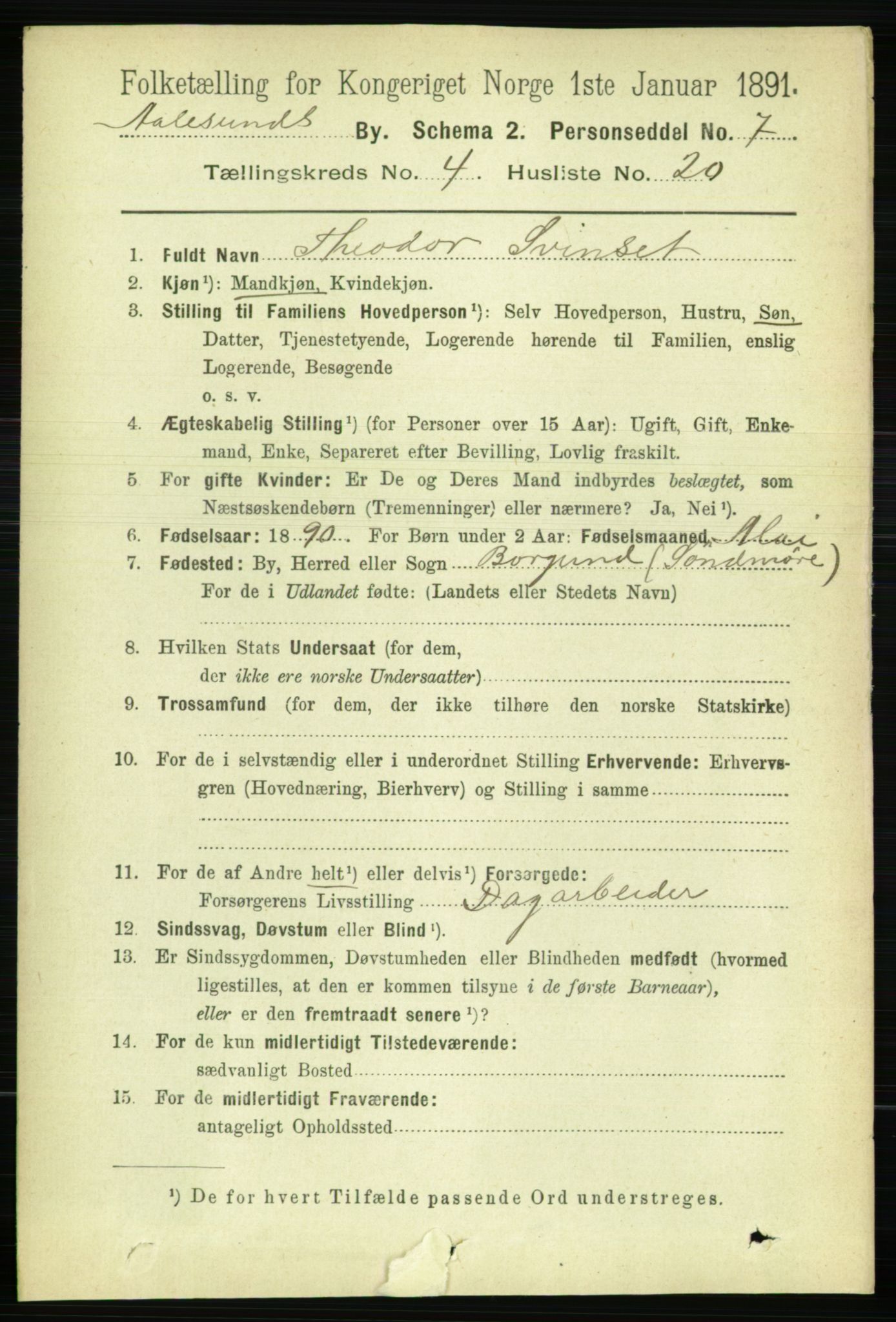 RA, 1891 census for 1501 Ålesund, 1891, p. 3131