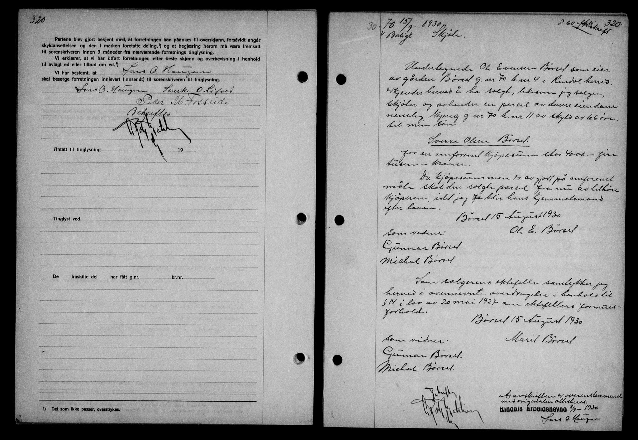 Nordmøre sorenskriveri, AV/SAT-A-4132/1/2/2Ca/L0070: Mortgage book no. 60, 1930-1930, Deed date: 15.09.1930