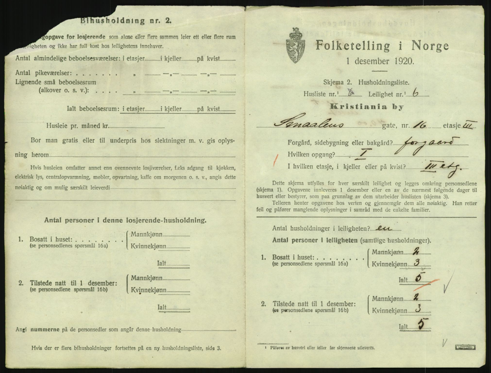 SAO, 1920 census for Kristiania, 1920, p. 97499