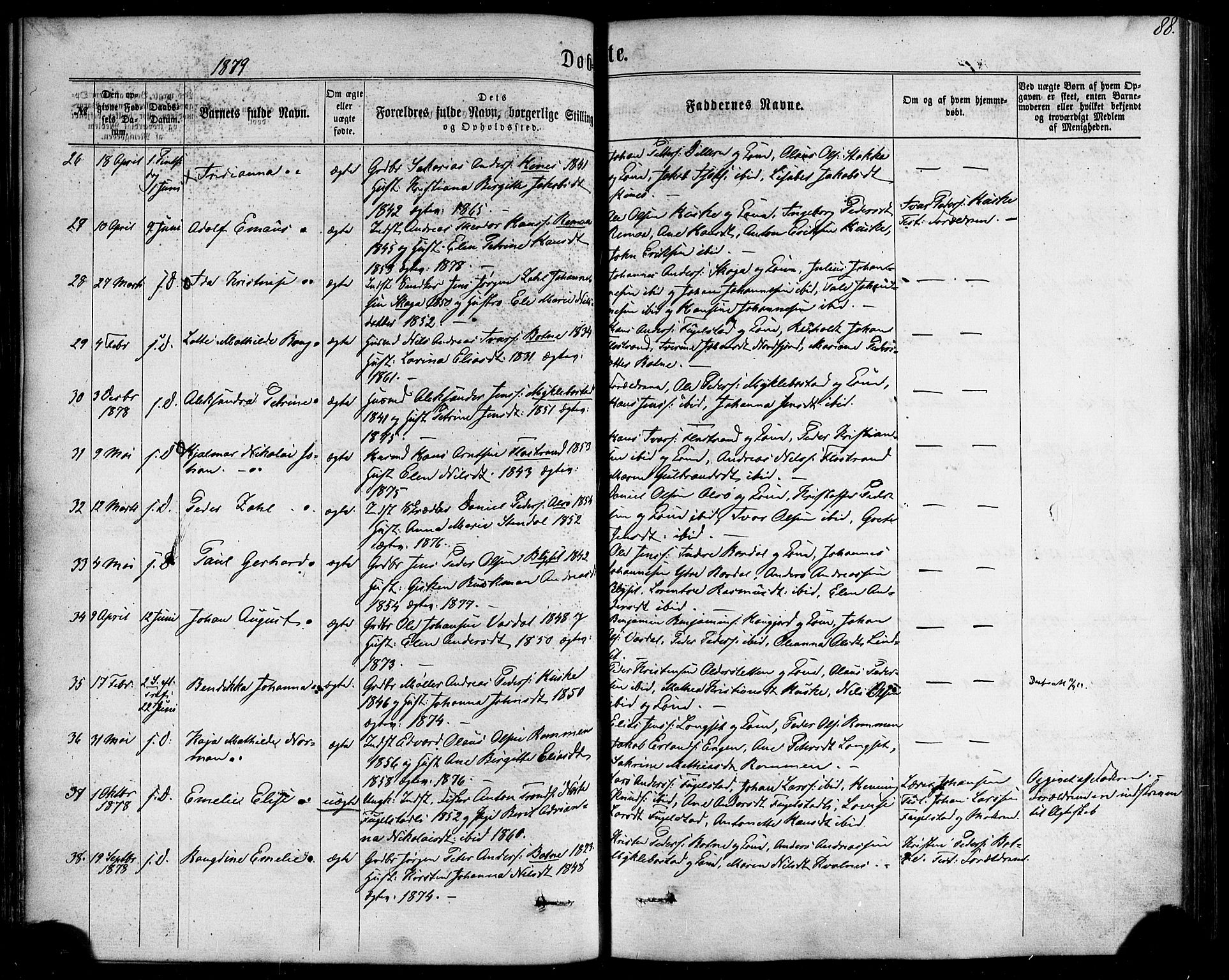 Ministerialprotokoller, klokkerbøker og fødselsregistre - Nordland, AV/SAT-A-1459/838/L0551: Parish register (official) no. 838A09, 1864-1880, p. 88