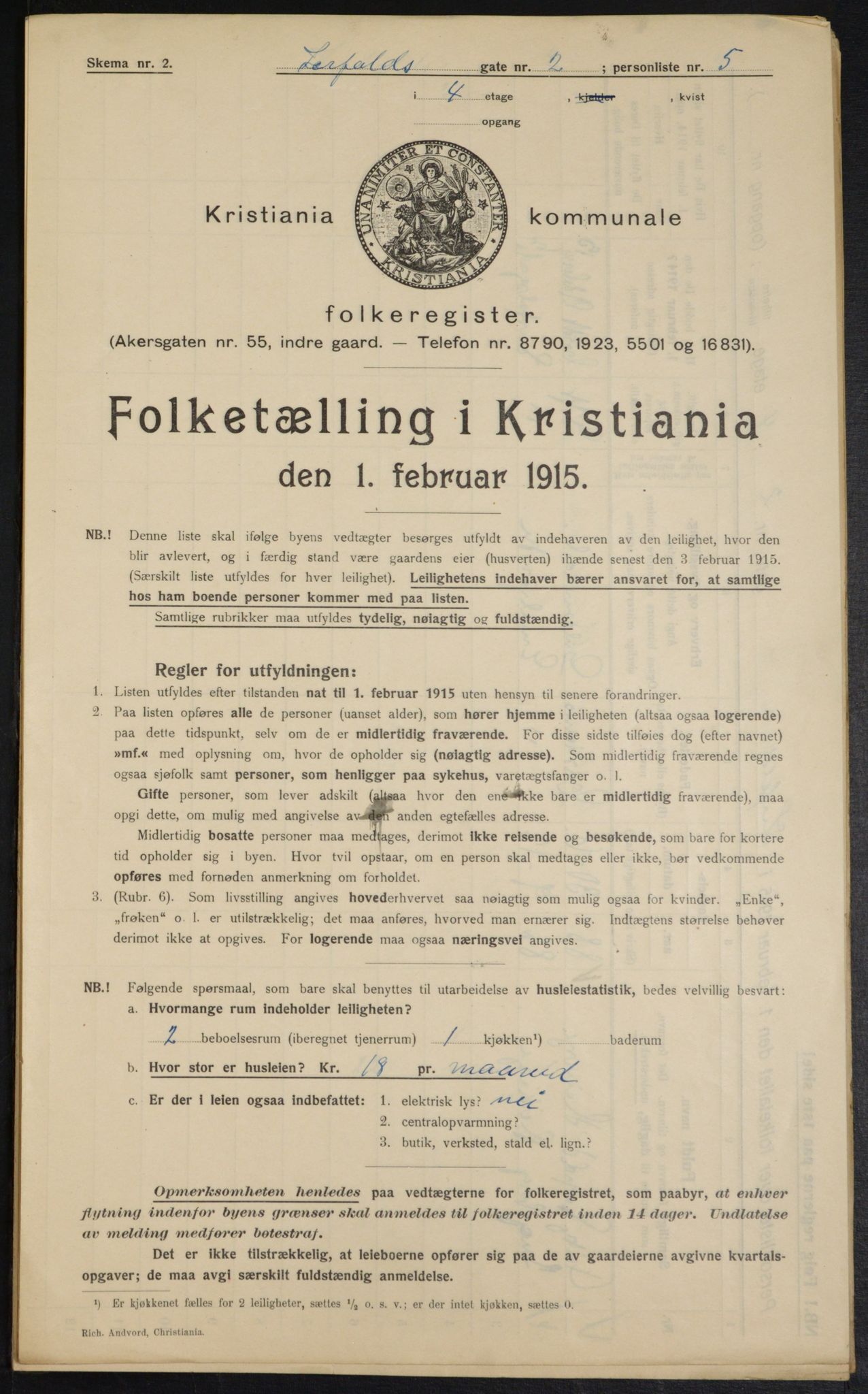 OBA, Municipal Census 1915 for Kristiania, 1915, p. 56734