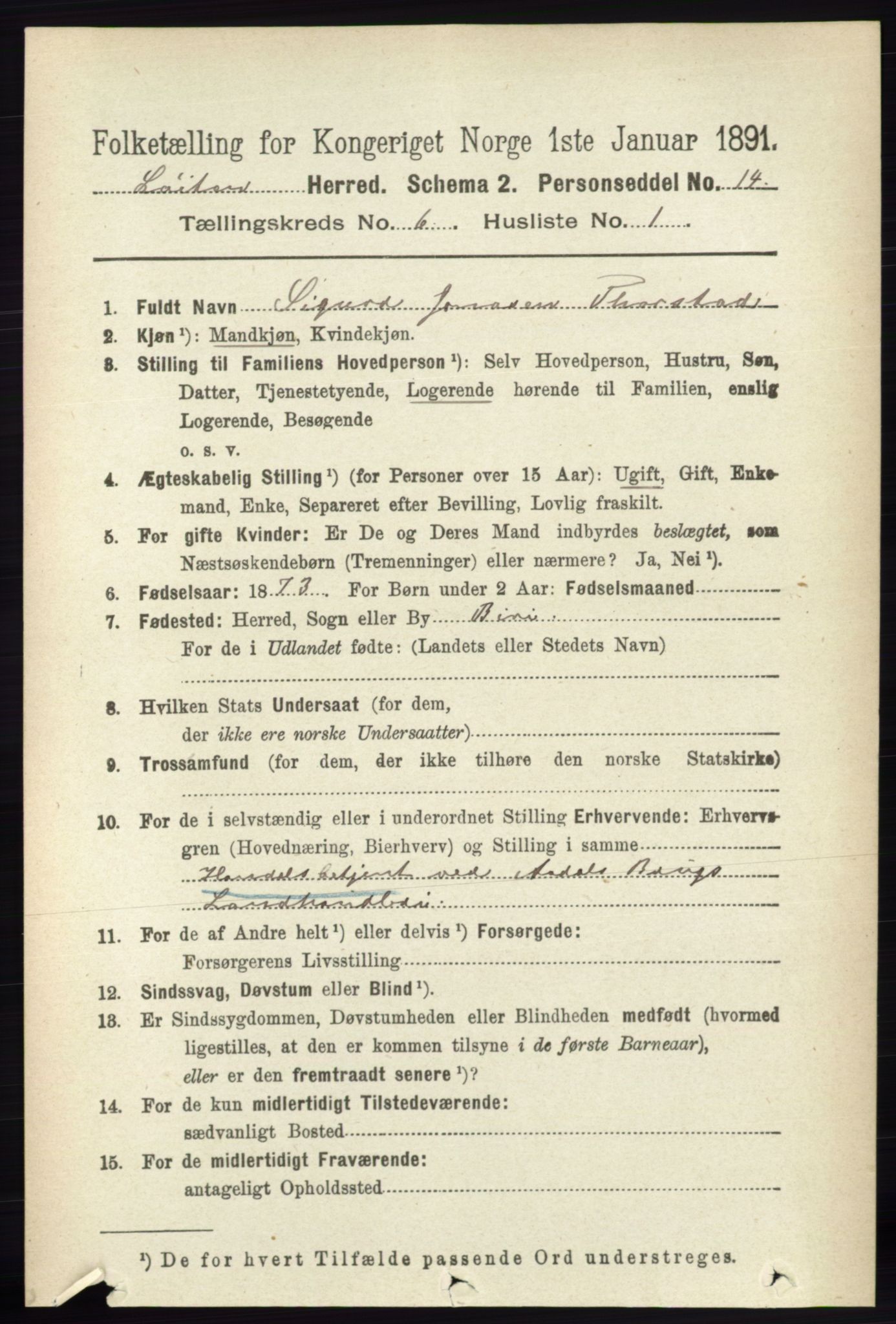 RA, 1891 census for 0415 Løten, 1891, p. 4000