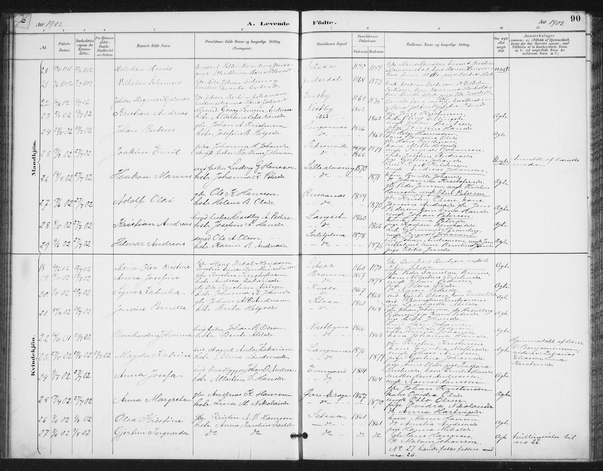 Ministerialprotokoller, klokkerbøker og fødselsregistre - Nordland, AV/SAT-A-1459/847/L0682: Parish register (copy) no. 847C10, 1889-1907, p. 90