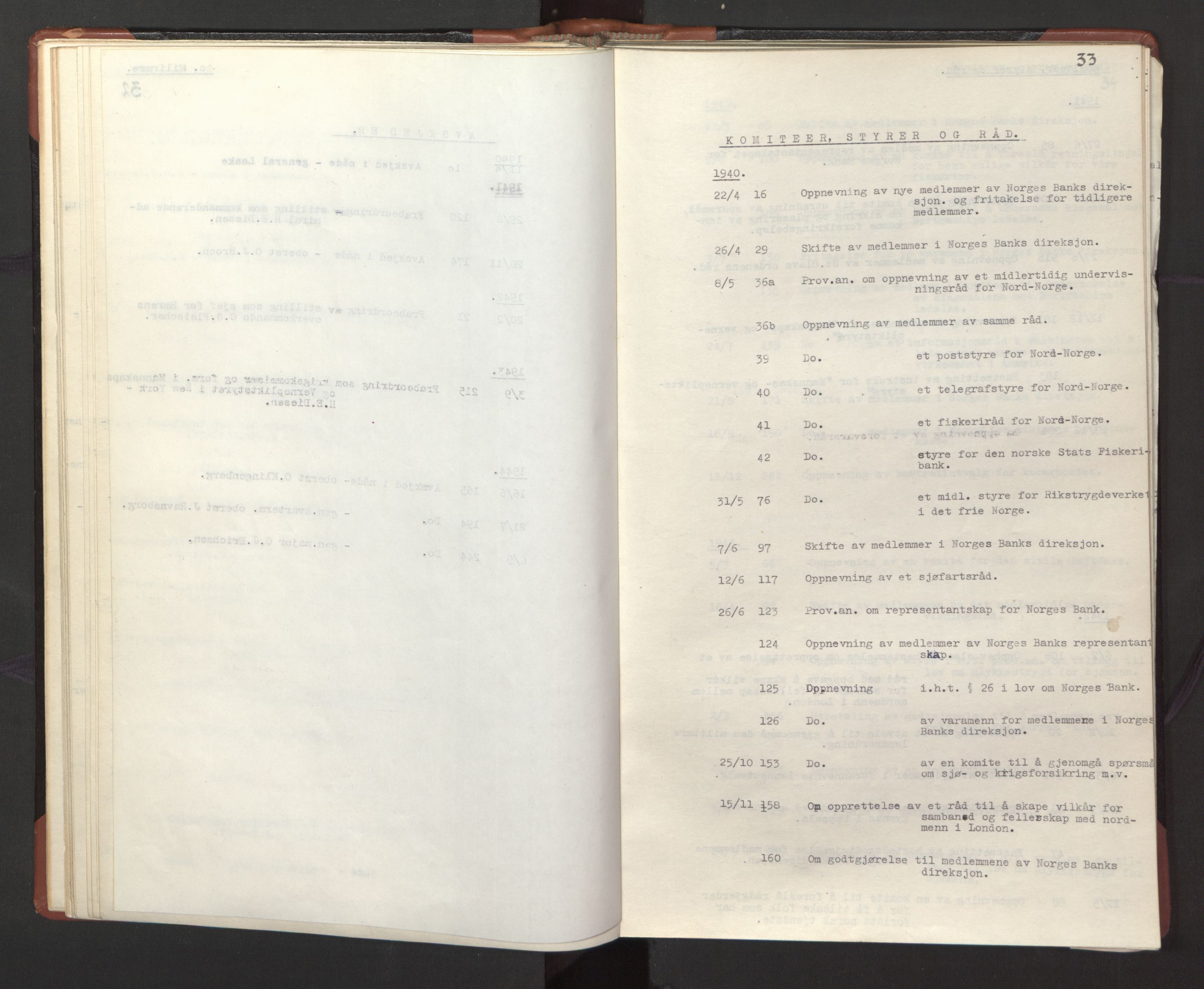 Statsrådssekretariatet, RA/S-1001/A/Ac/L0127: Register 9/4-25/5, 1940-1945, p. 38