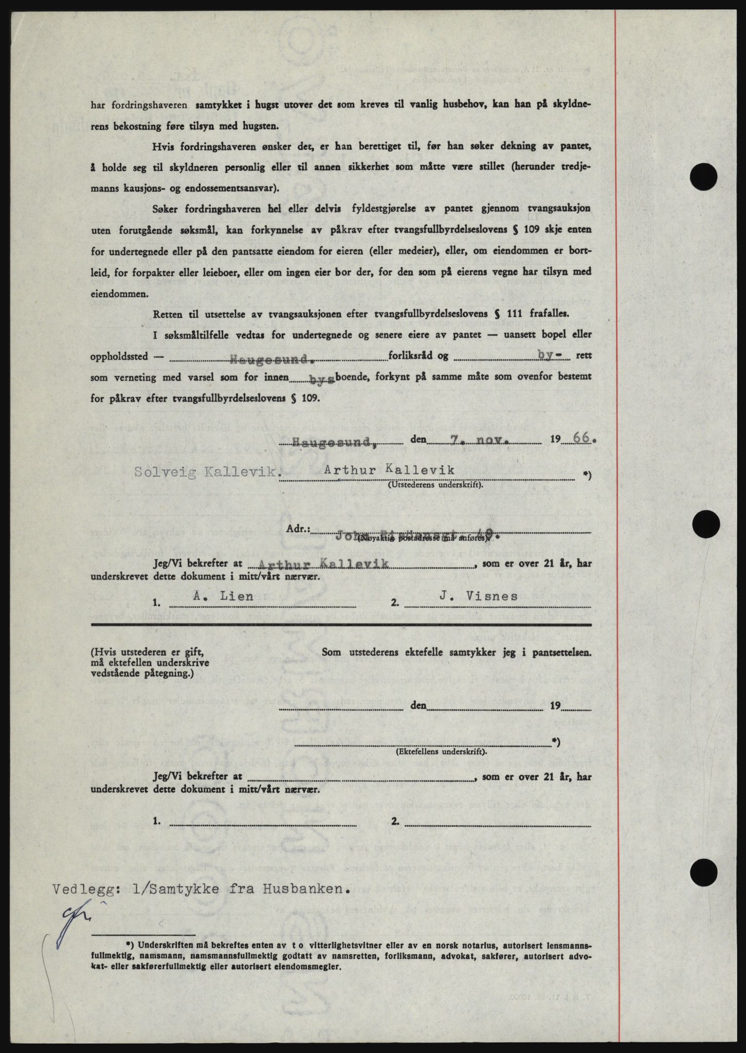 Haugesund tingrett, SAST/A-101415/01/II/IIC/L0056: Mortgage book no. B 56, 1966-1967, Diary no: : 2478/1966