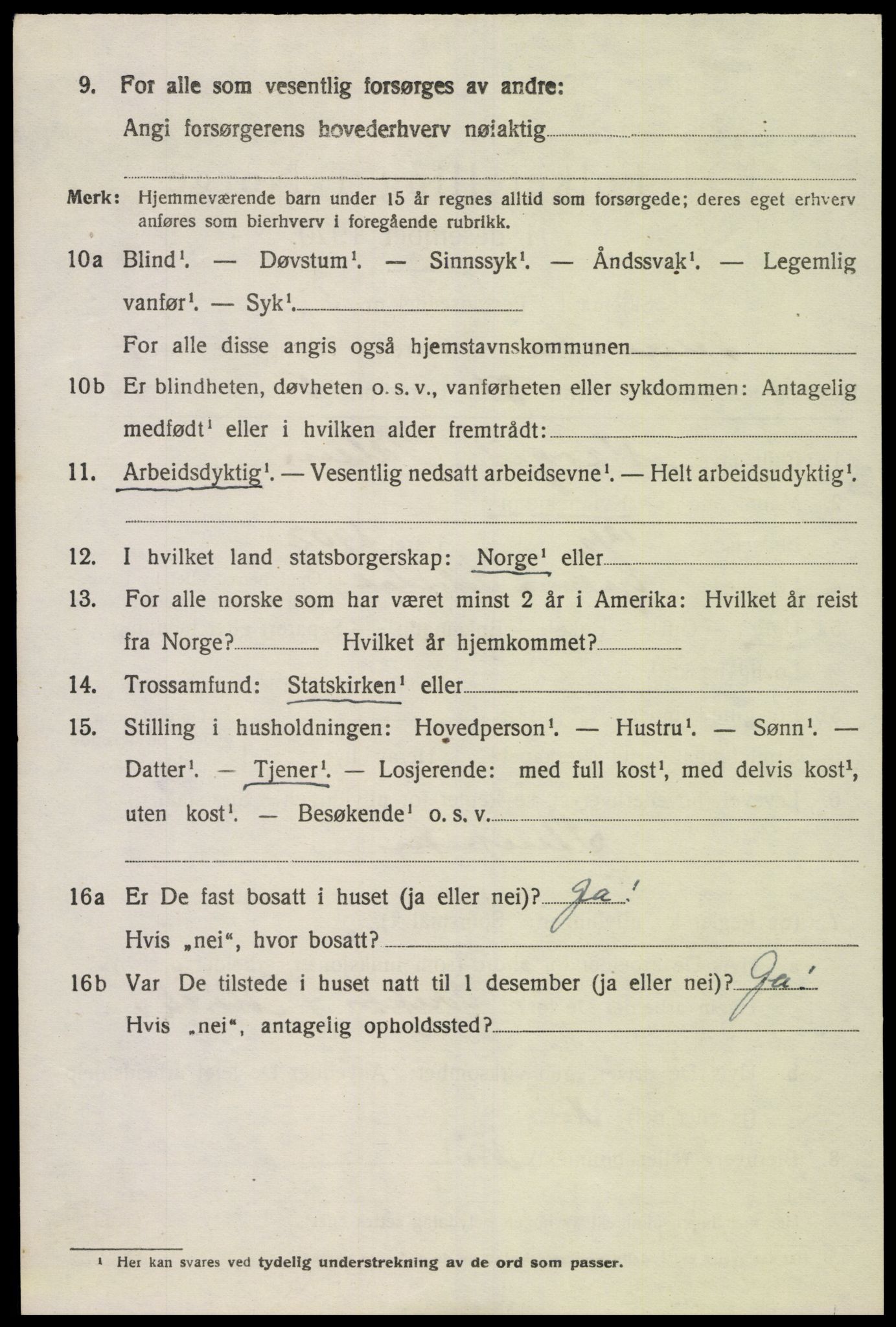 SAK, 1920 census for Vennesla, 1920, p. 3233