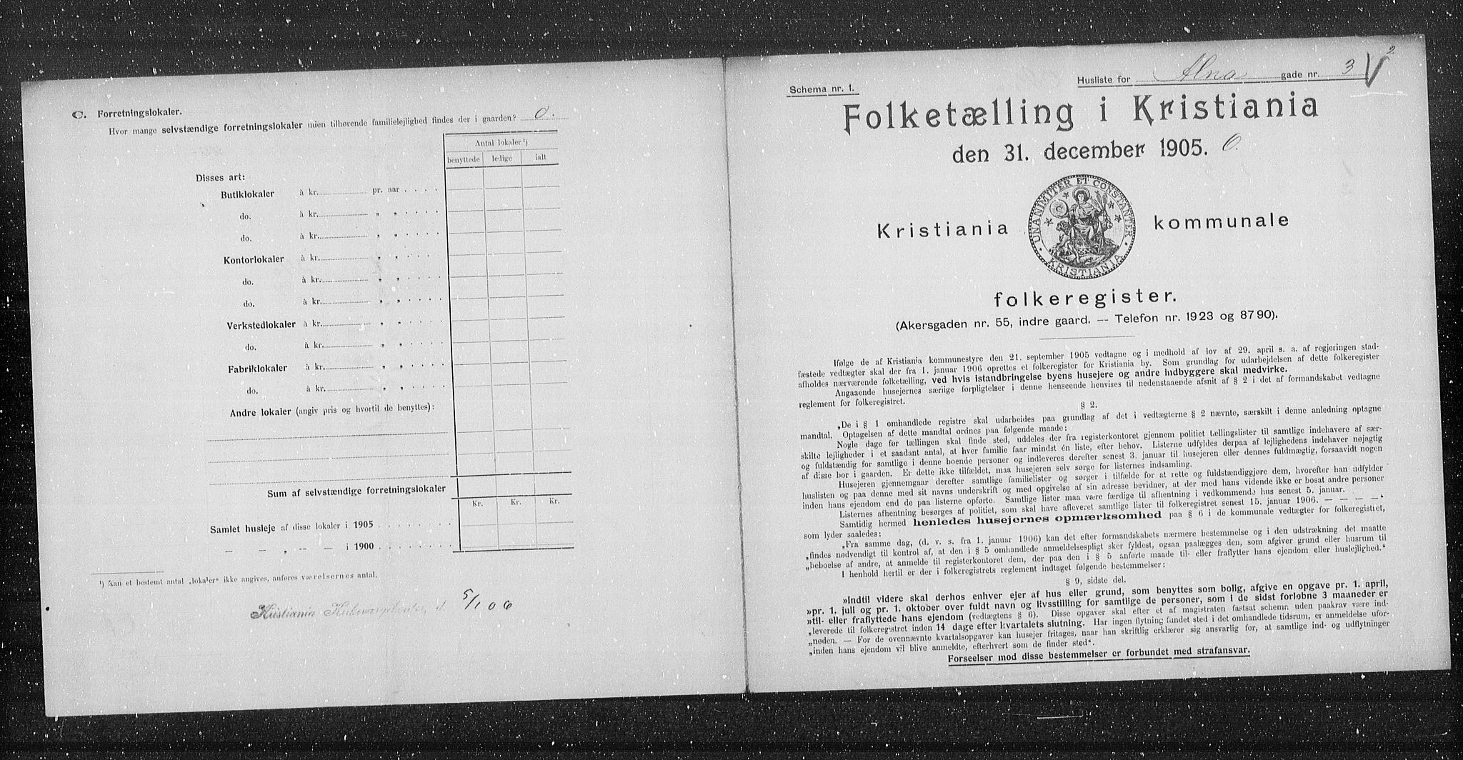 OBA, Municipal Census 1905 for Kristiania, 1905, p. 598