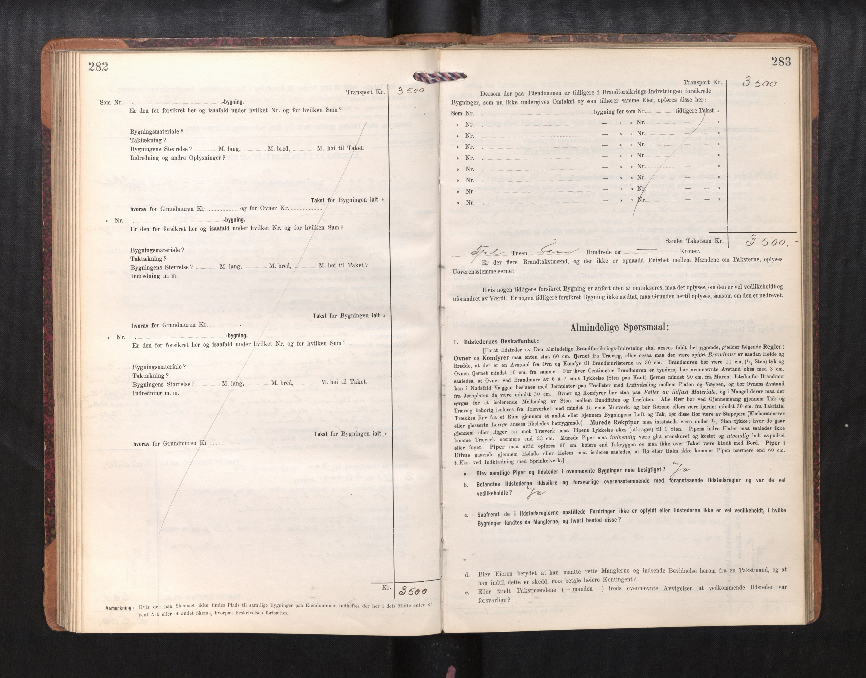 Lensmannen i Årdal, AV/SAB-A-30501/0012/L0009: Branntakstprotokoll, skjematakst, 1914-1926, p. 282-283