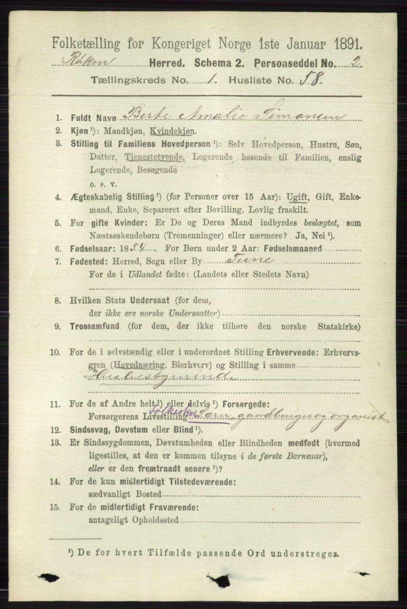 RA, 1891 census for 0627 Røyken, 1891, p. 462