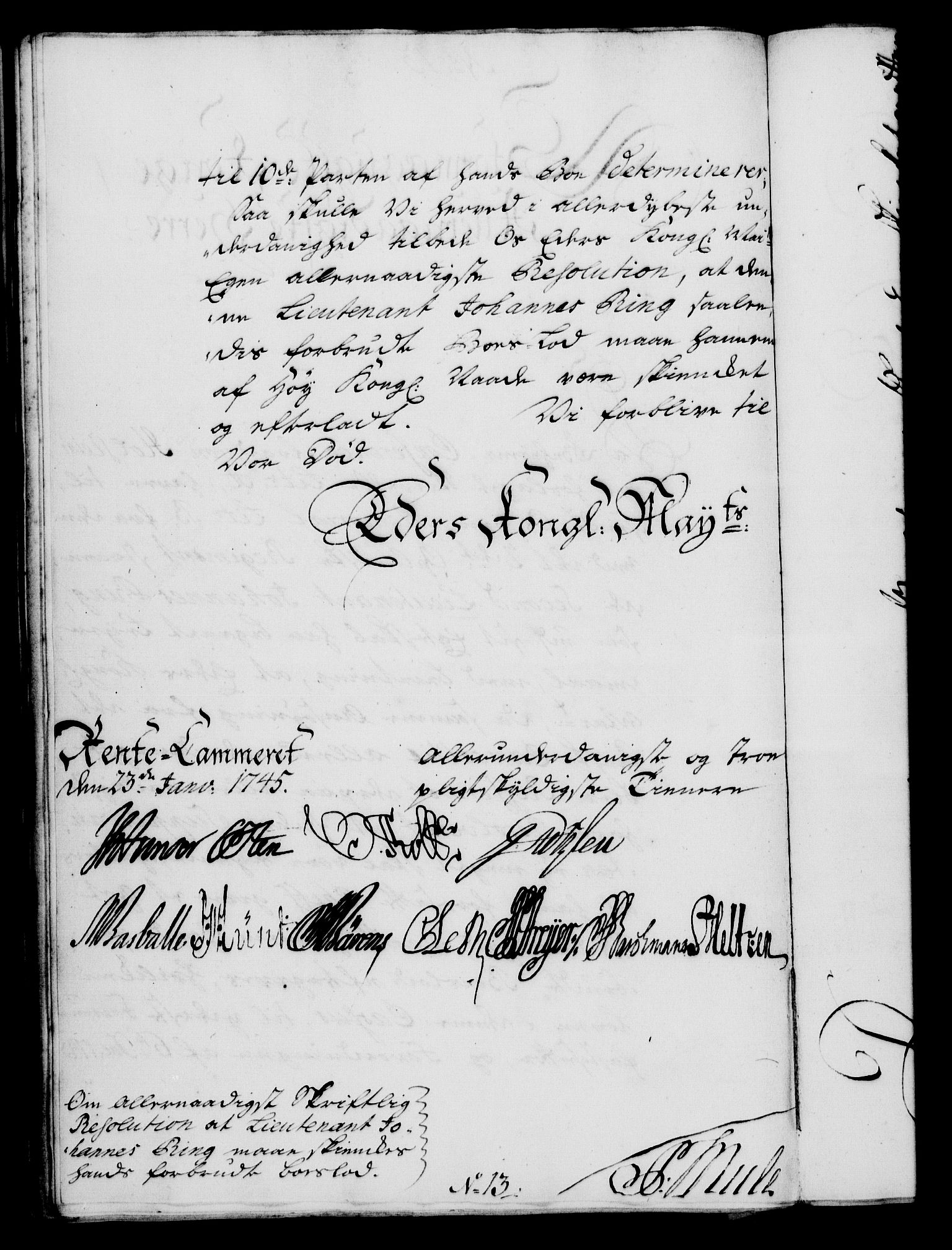 Rentekammeret, Kammerkanselliet, AV/RA-EA-3111/G/Gf/Gfa/L0028: Norsk relasjons- og resolusjonsprotokoll (merket RK 52.28), 1745-1746, p. 91