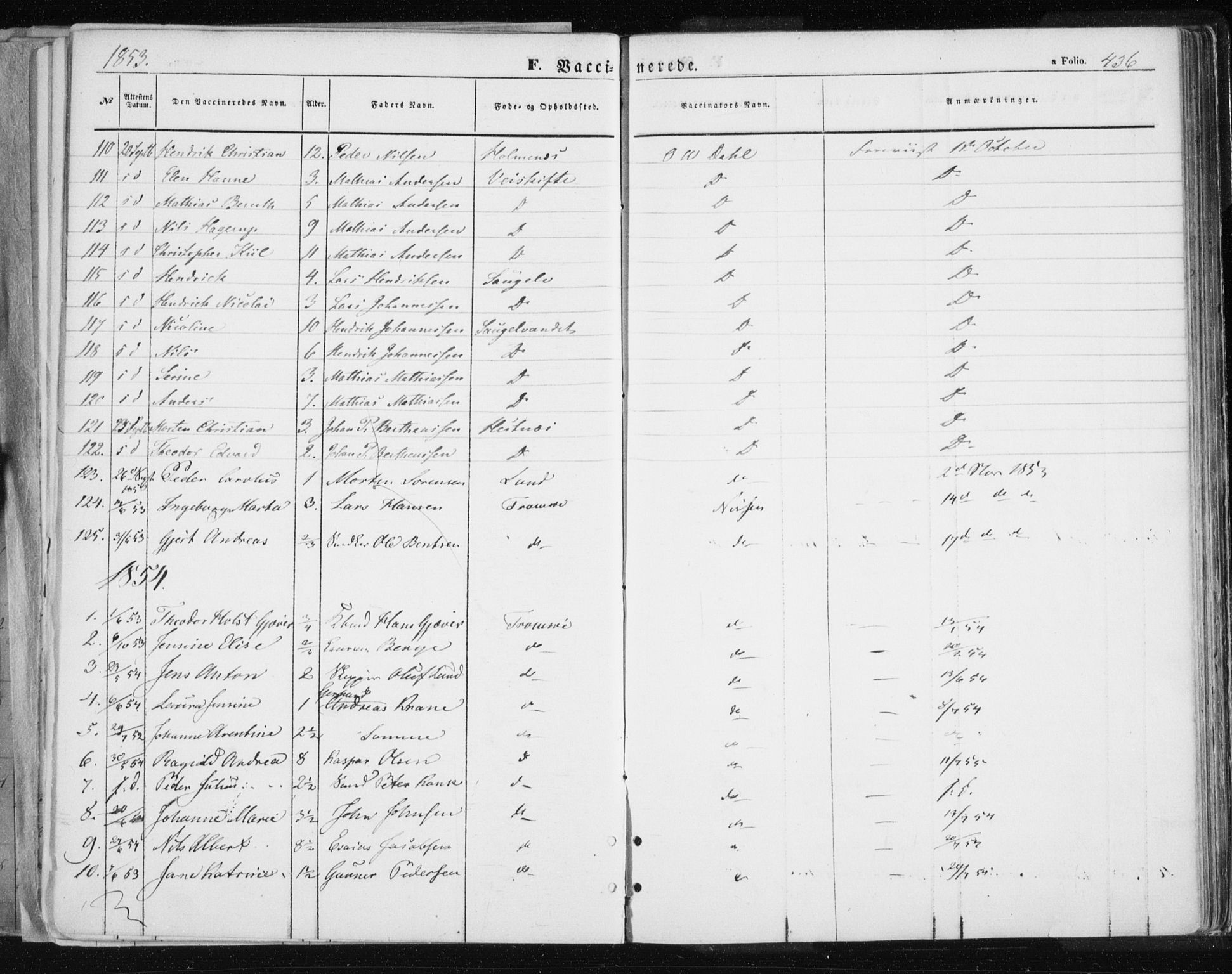 Tromsø sokneprestkontor/stiftsprosti/domprosti, AV/SATØ-S-1343/G/Ga/L0010kirke: Parish register (official) no. 10, 1848-1855, p. 436