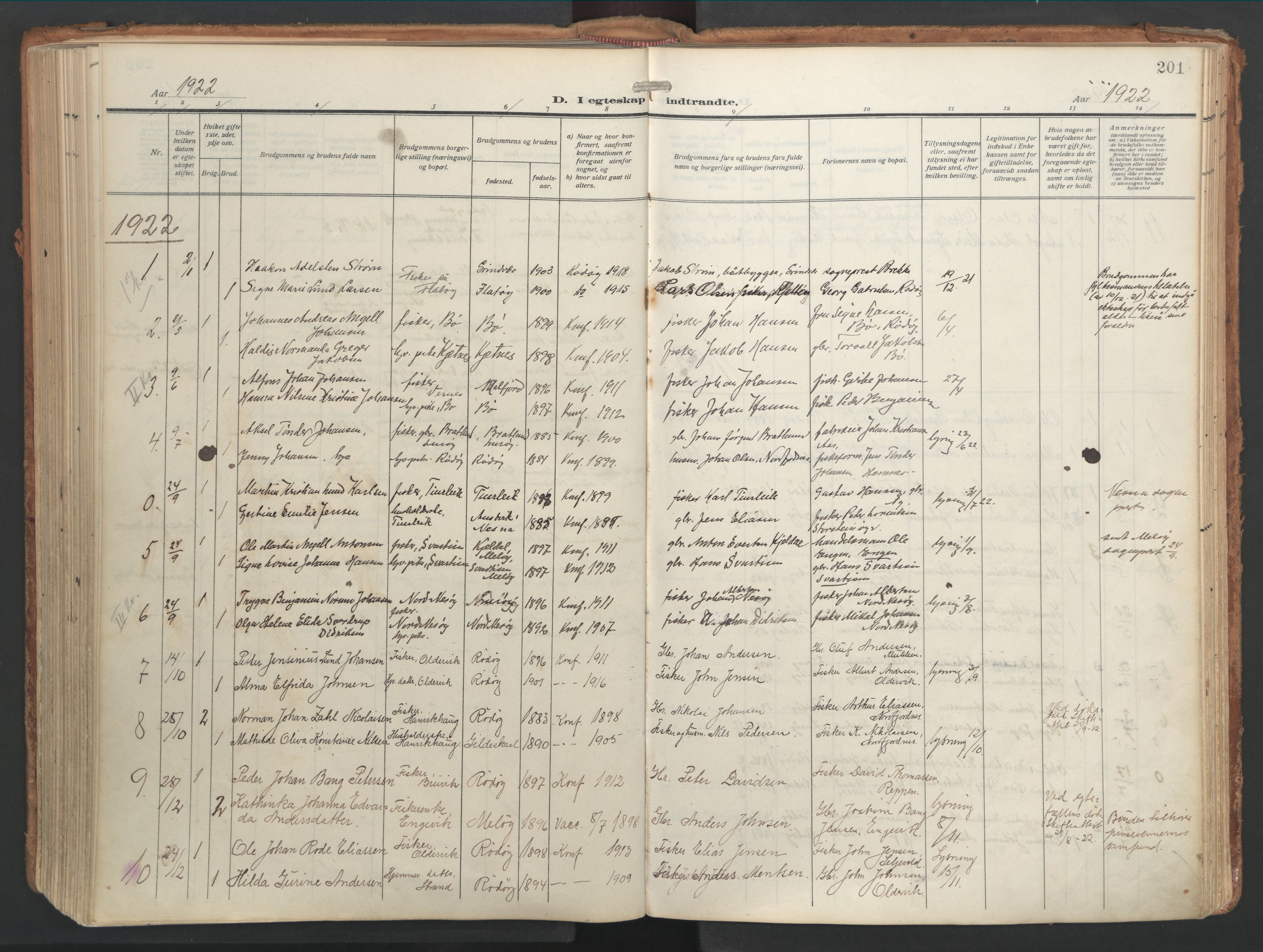 Ministerialprotokoller, klokkerbøker og fødselsregistre - Nordland, SAT/A-1459/841/L0614: Parish register (official) no. 841A17, 1911-1925, p. 201