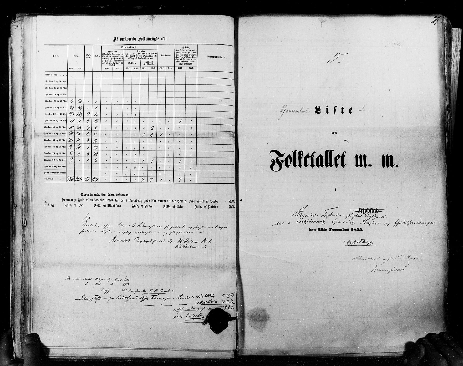 RA, Census 1855, vol. 8: Risør-Vadsø, 1855, p. 27