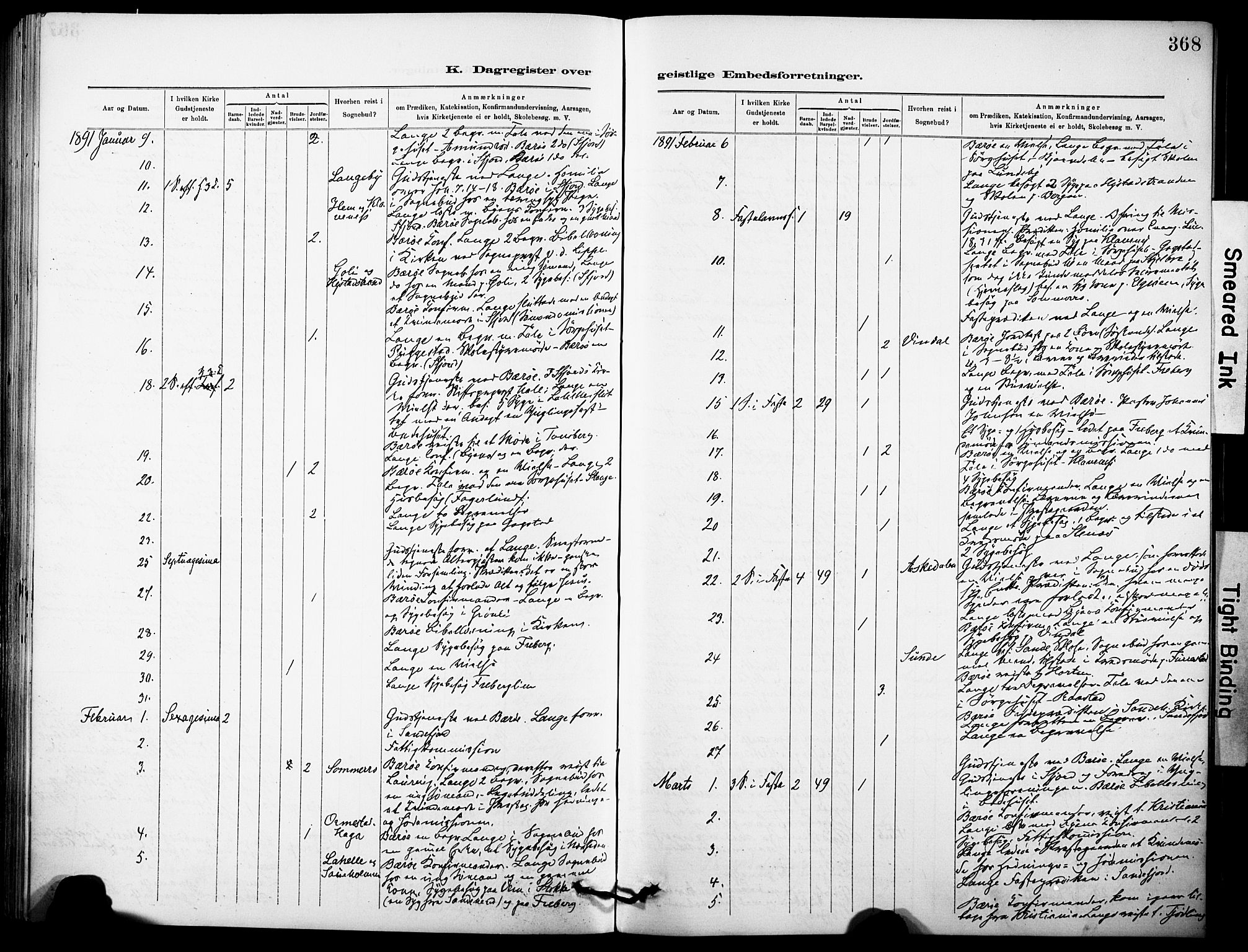 Sandar kirkebøker, AV/SAKO-A-243/F/Fa/L0013: Parish register (official) no. 13, 1883-1895, p. 368