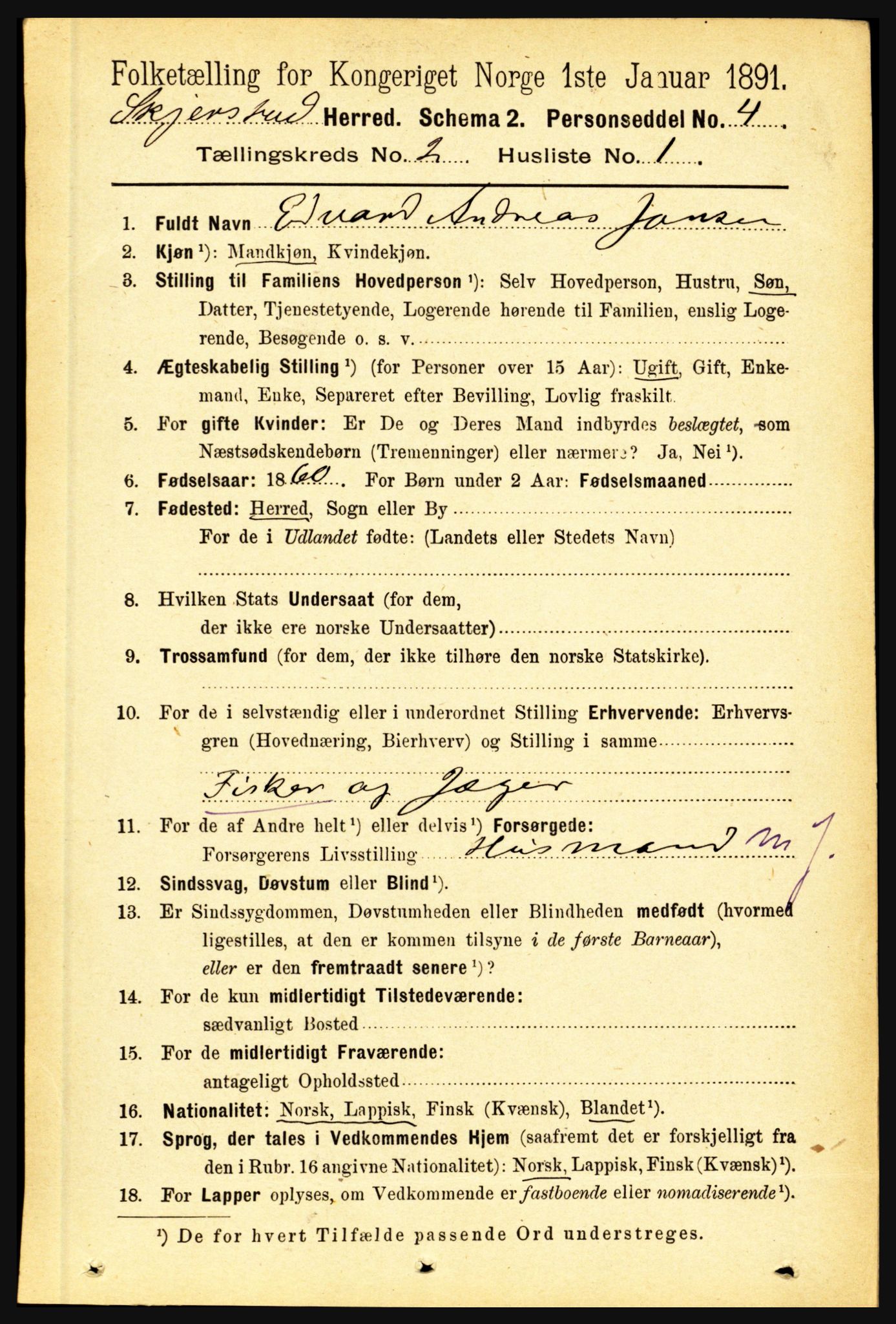 RA, 1891 census for 1842 Skjerstad, 1891, p. 352