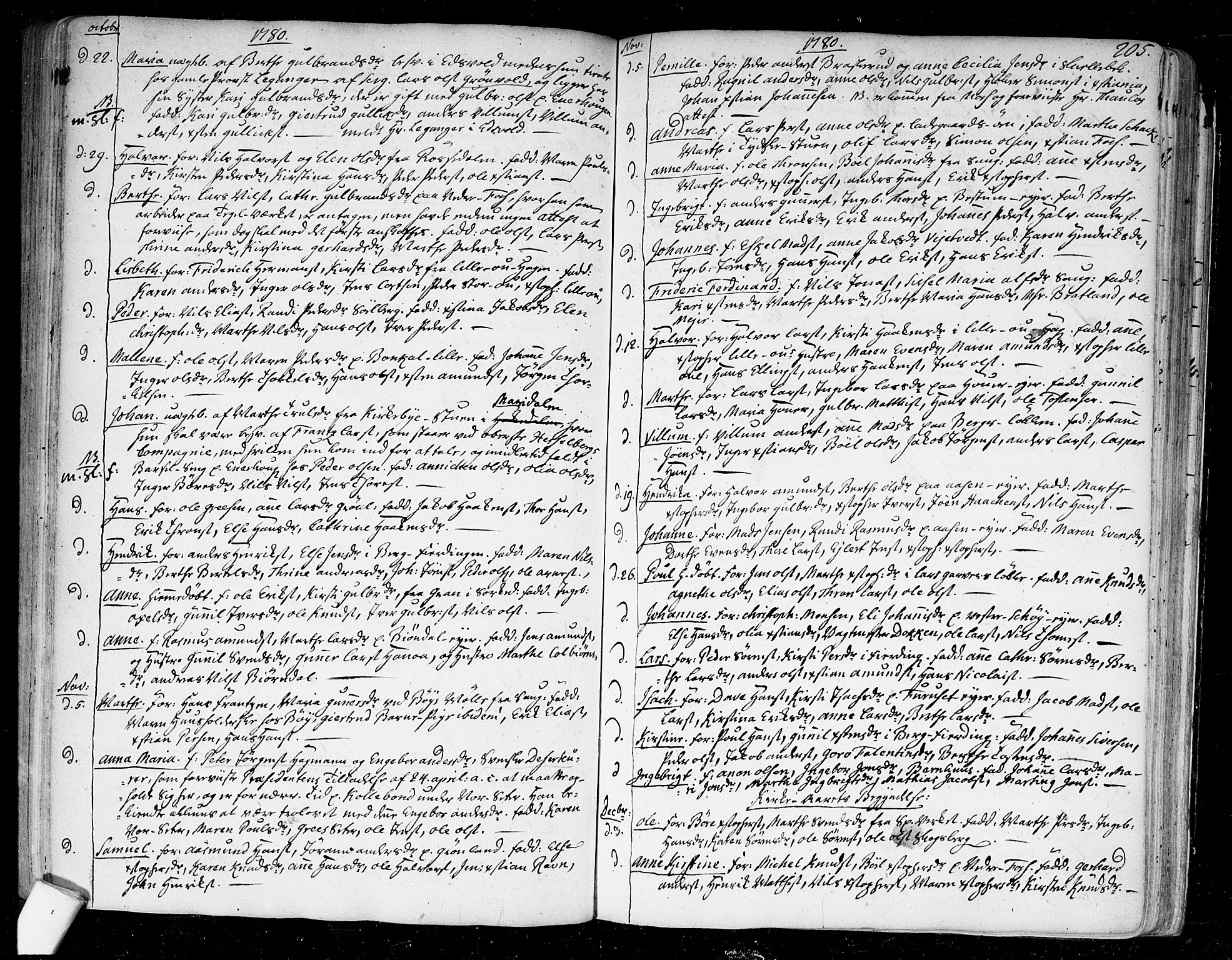 Aker prestekontor kirkebøker, SAO/A-10861/F/L0009: Parish register (official) no. 9, 1765-1785, p. 205