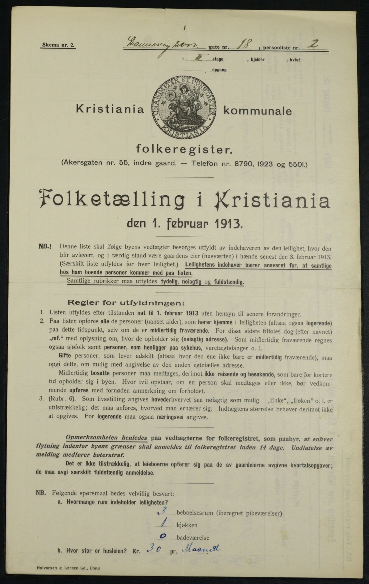 OBA, Municipal Census 1913 for Kristiania, 1913, p. 15379