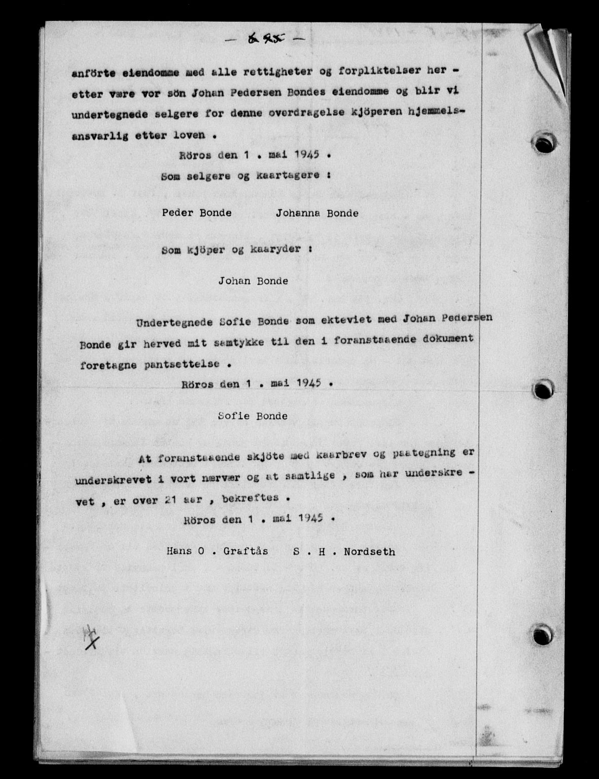 Gauldal sorenskriveri, SAT/A-0014/1/2/2C/L0058: Mortgage book no. 63, 1944-1945, Diary no: : 434/1945