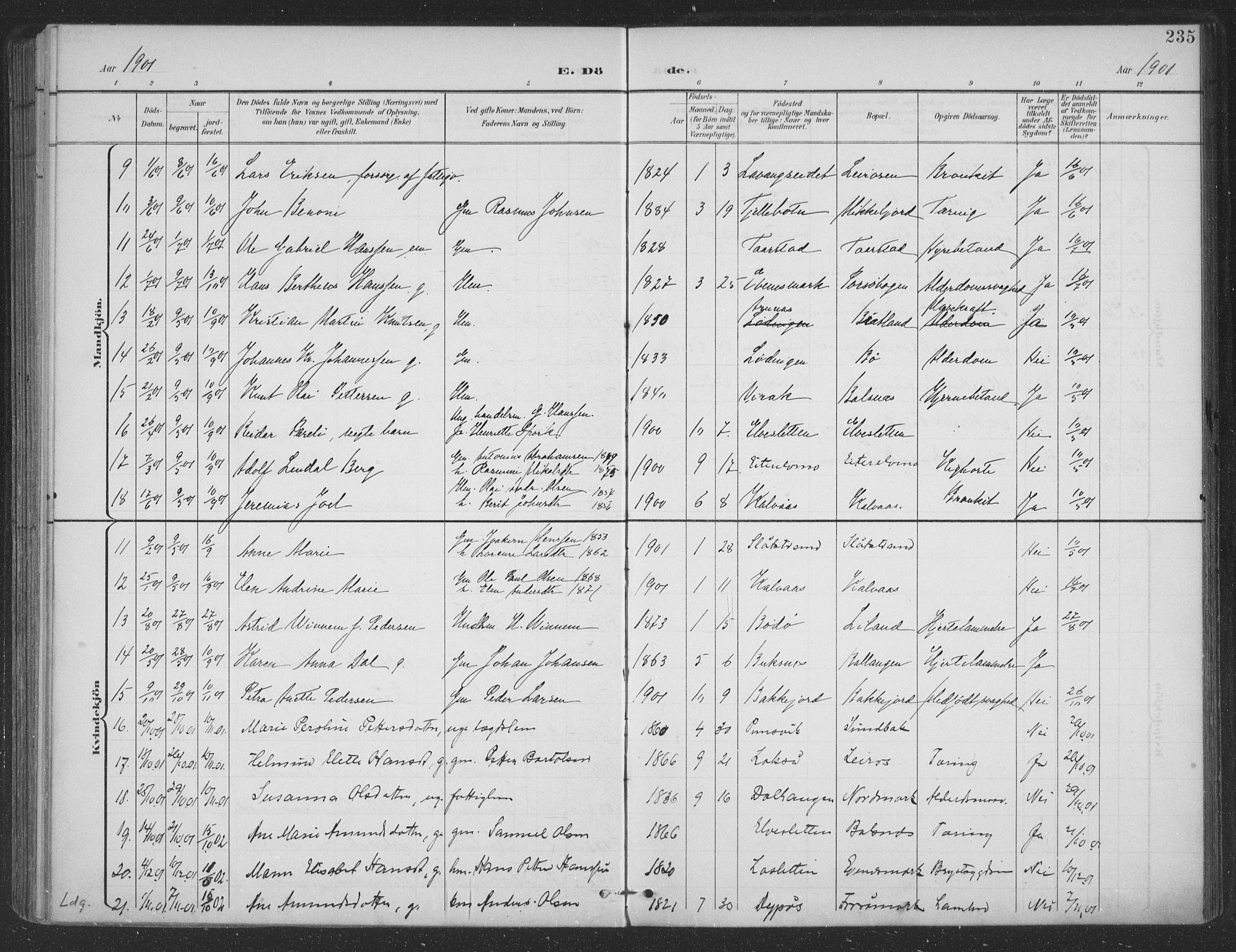 Ministerialprotokoller, klokkerbøker og fødselsregistre - Nordland, SAT/A-1459/863/L0899: Parish register (official) no. 863A11, 1897-1906, p. 235