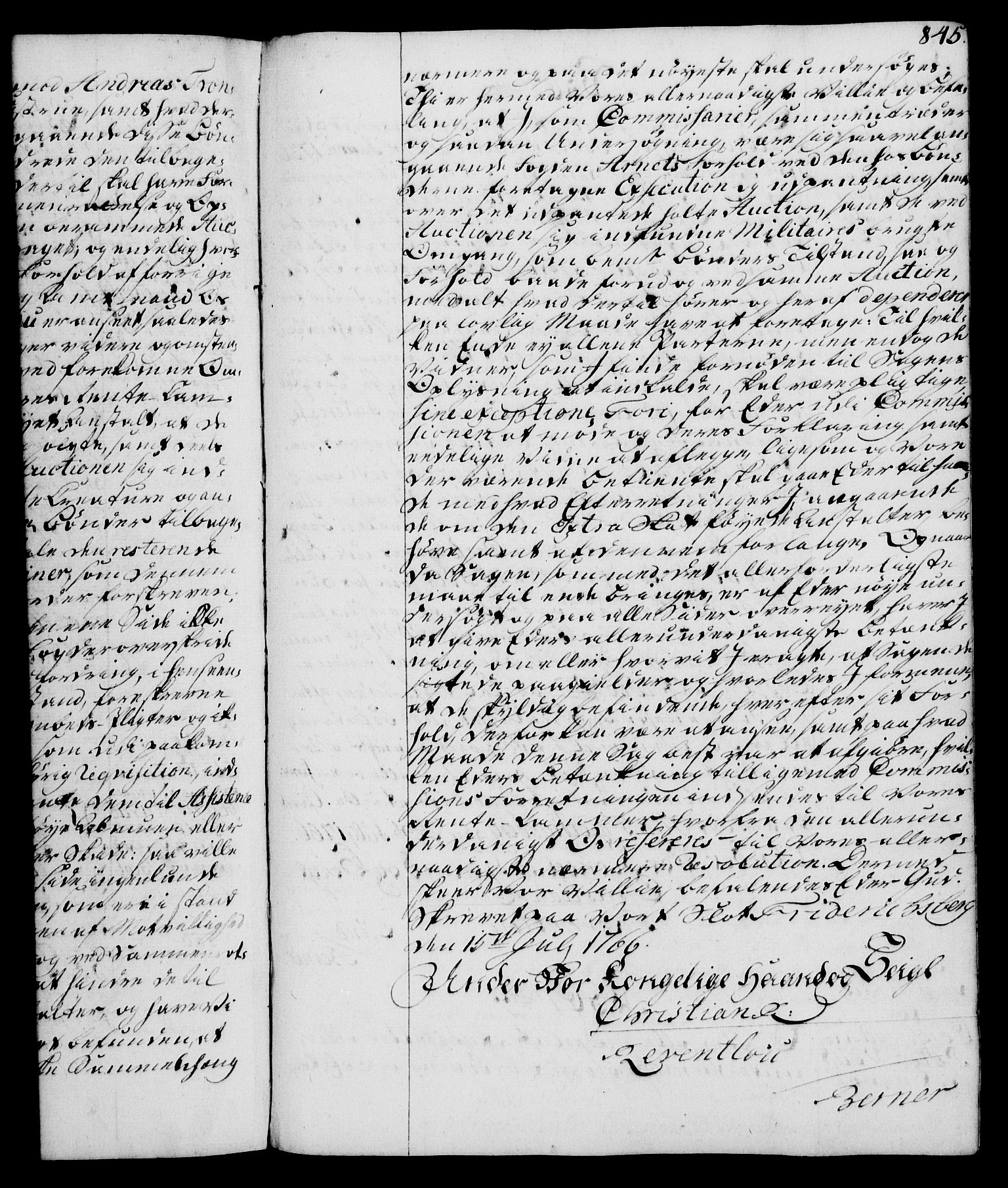 Rentekammeret, Kammerkanselliet, RA/EA-3111/G/Gg/Gga/L0007: Norsk ekspedisjonsprotokoll med register (merket RK 53.7), 1759-1768, p. 845
