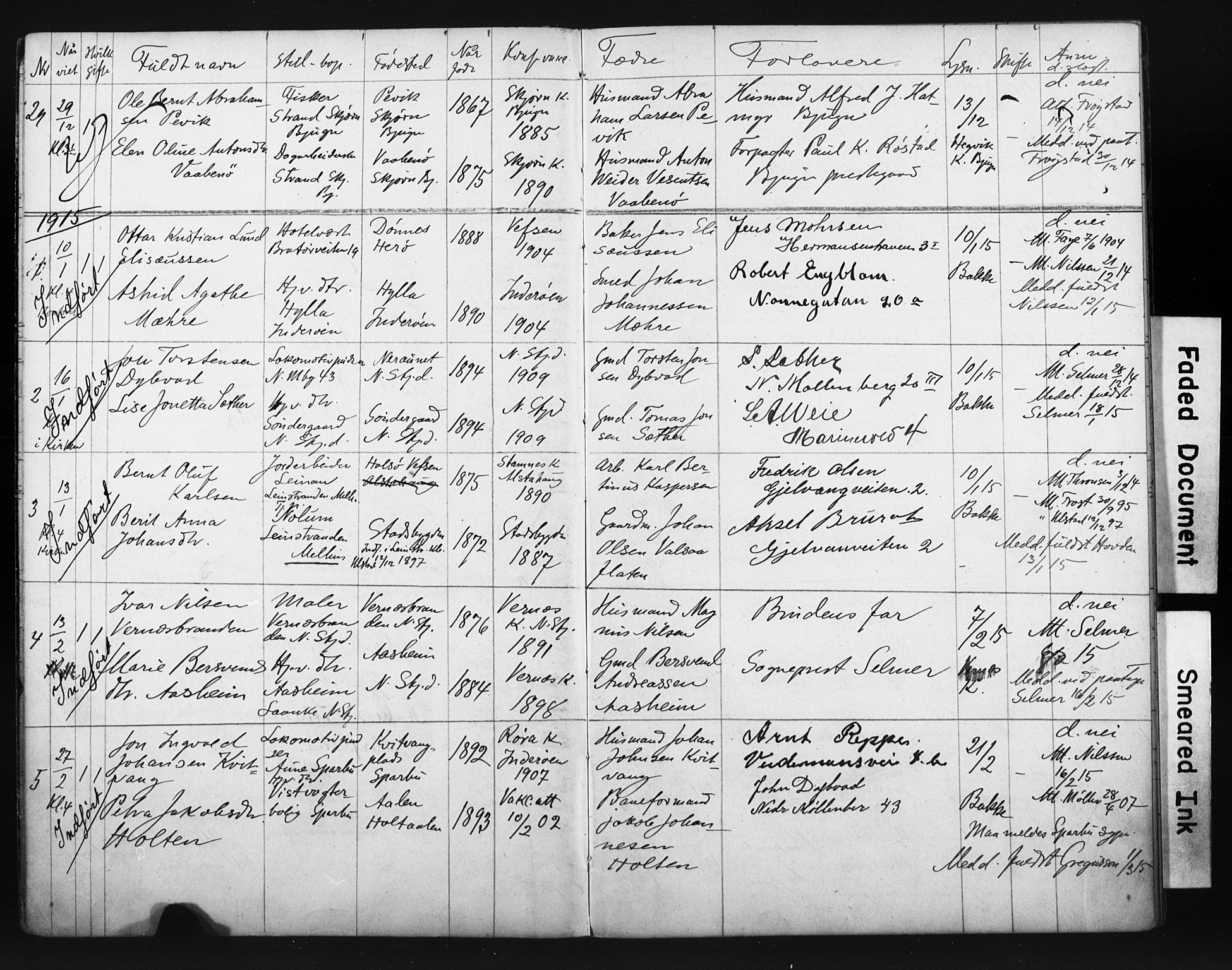 Ministerialprotokoller, klokkerbøker og fødselsregistre - Sør-Trøndelag, AV/SAT-A-1456/604/L0202: Banns register no. 604A22, 1914-1927