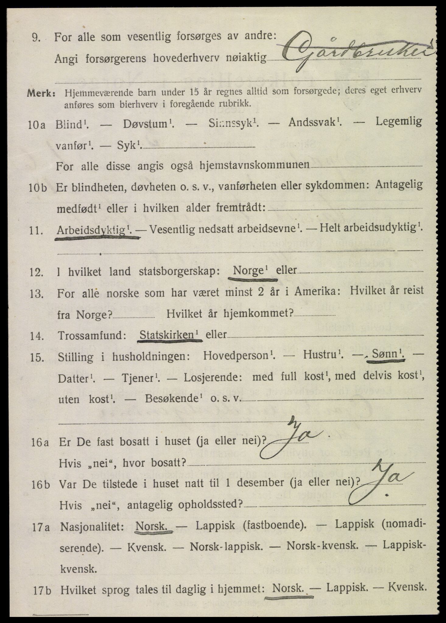 SAT, 1920 census for Sparbu, 1920, p. 1936