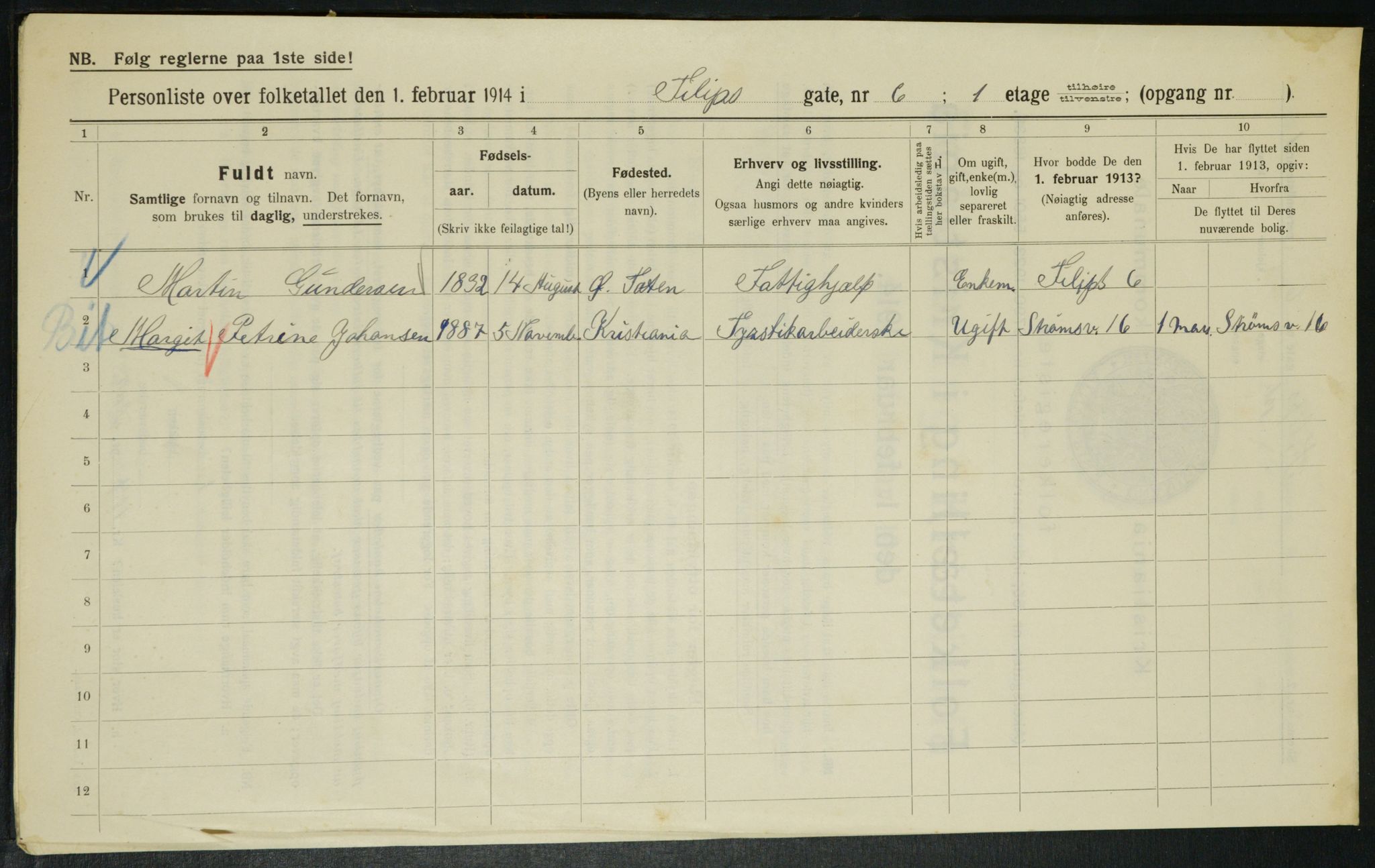 OBA, Municipal Census 1914 for Kristiania, 1914, p. 24397