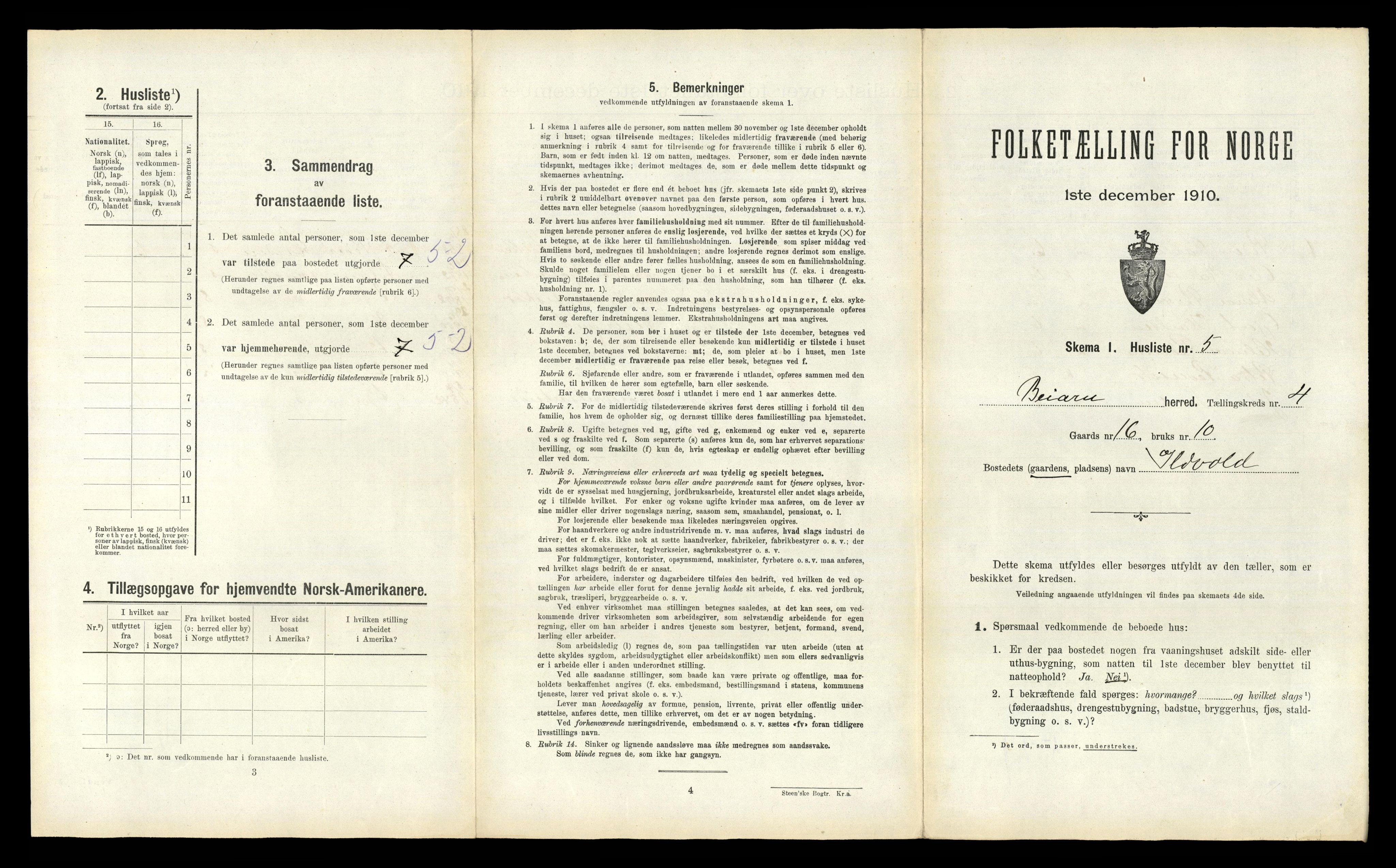 RA, 1910 census for Beiarn, 1910, p. 403