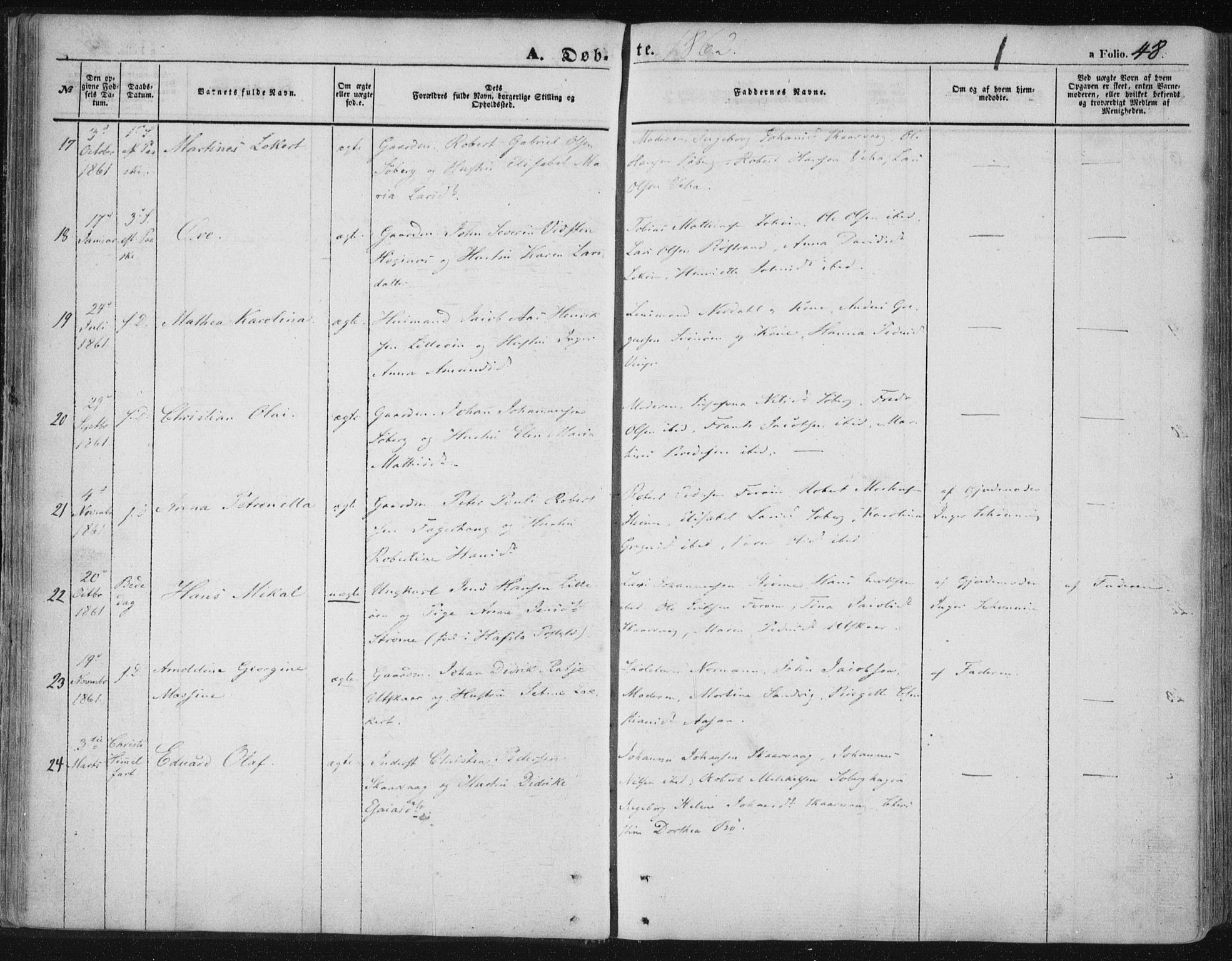 Ministerialprotokoller, klokkerbøker og fødselsregistre - Nordland, AV/SAT-A-1459/891/L1300: Parish register (official) no. 891A05, 1856-1870, p. 48