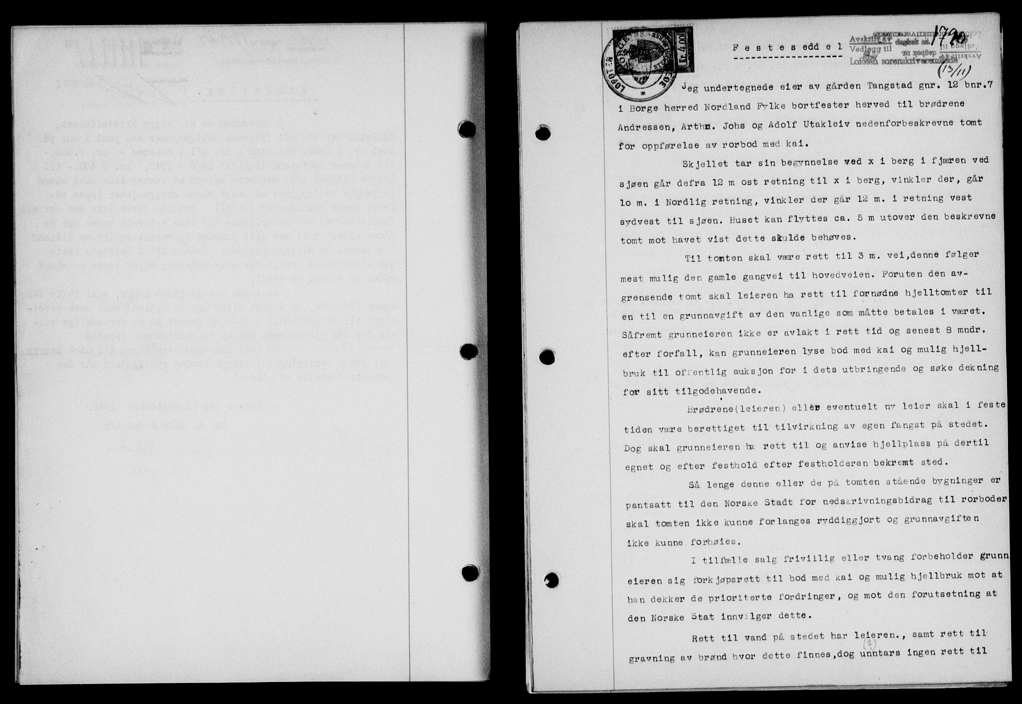 Lofoten sorenskriveri, SAT/A-0017/1/2/2C/L0010a: Mortgage book no. 10a, 1942-1943, Diary no: : 1790/1942