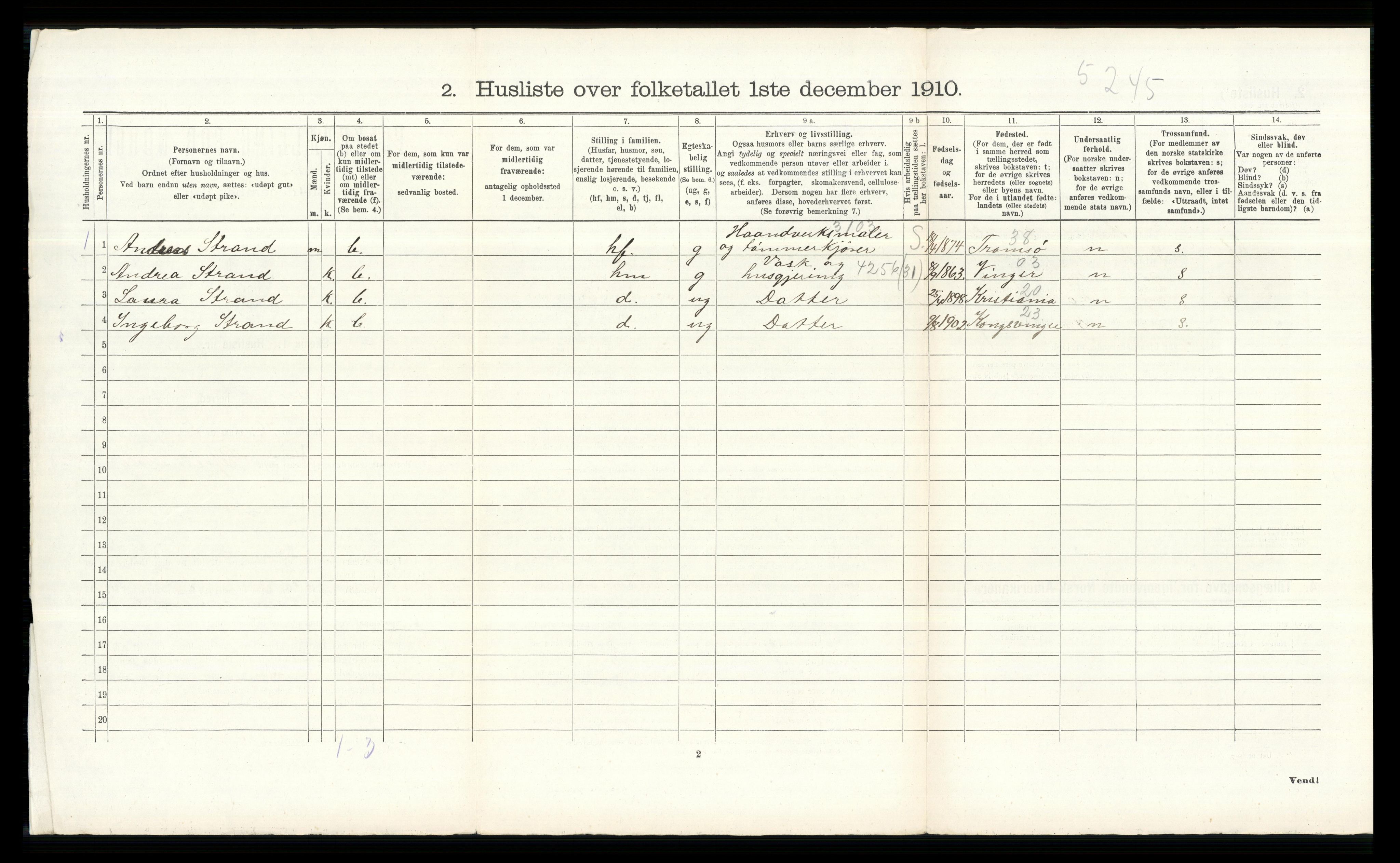 RA, 1910 census for Grue, 1910, p. 1938