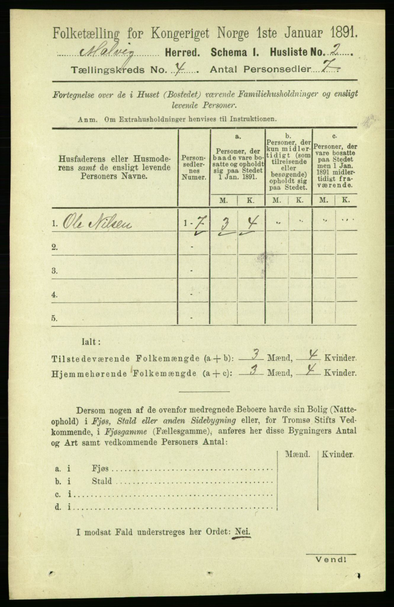 RA, 1891 census for 1663 Malvik, 1891, p. 2646