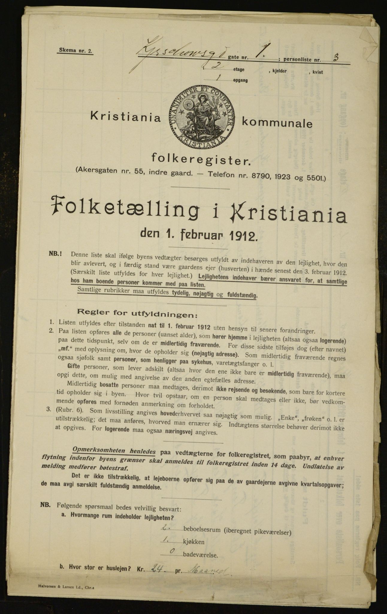 OBA, Municipal Census 1912 for Kristiania, 1912, p. 49677