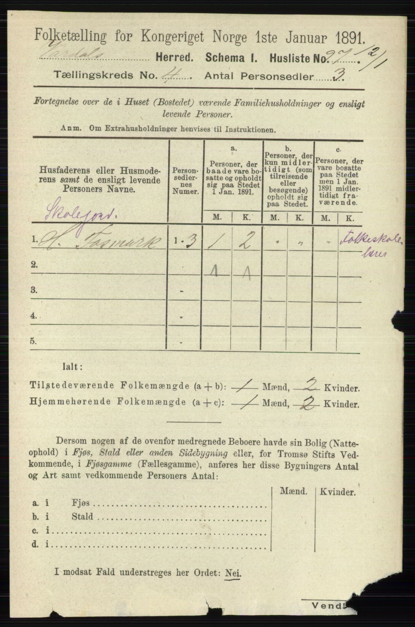 RA, 1891 census for 0527 Vardal, 1891, p. 1592