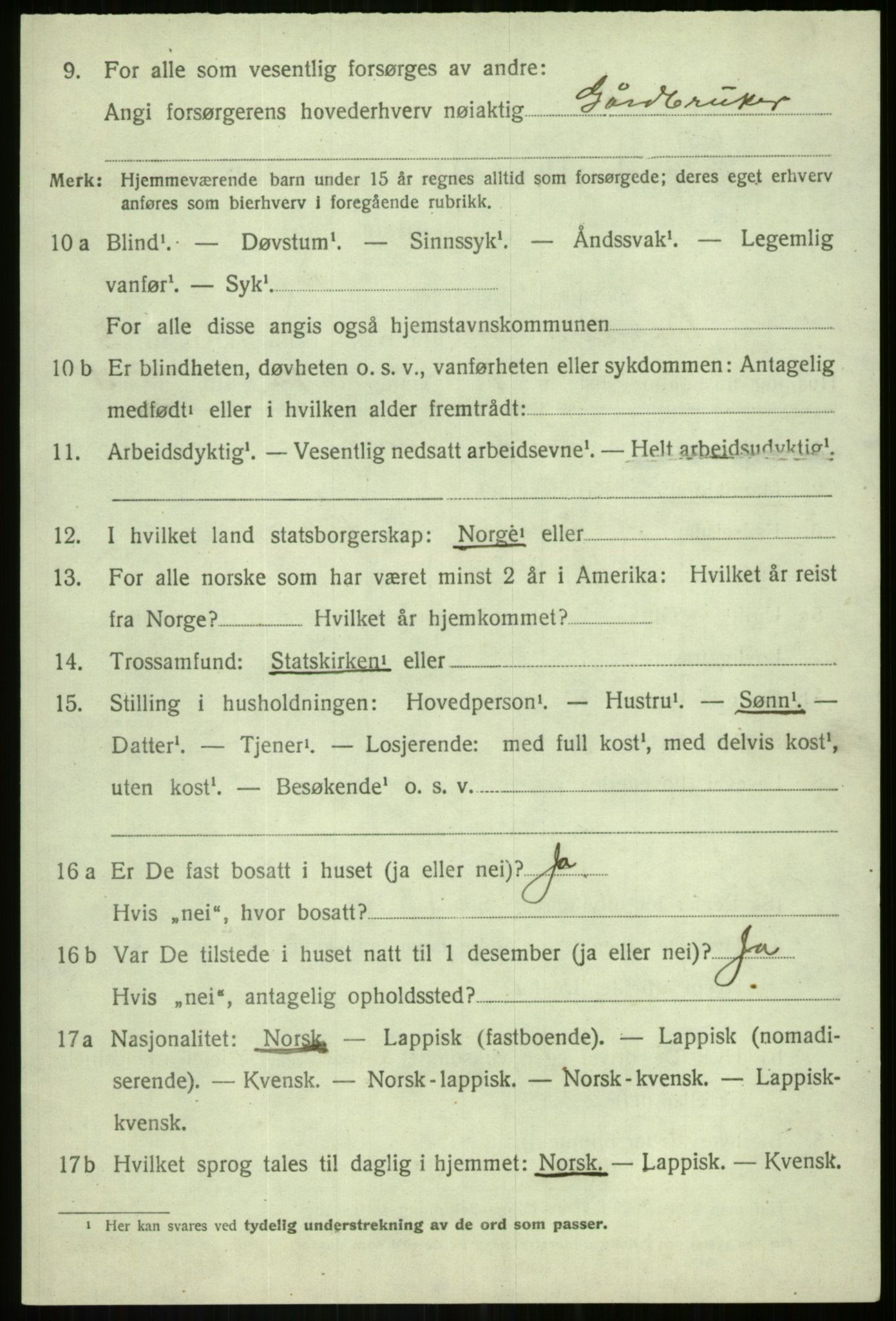 SATØ, 1920 census for Bardu, 1920, p. 1170