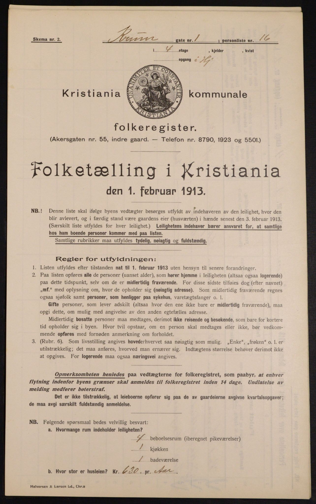 OBA, Municipal Census 1913 for Kristiania, 1913, p. 54432