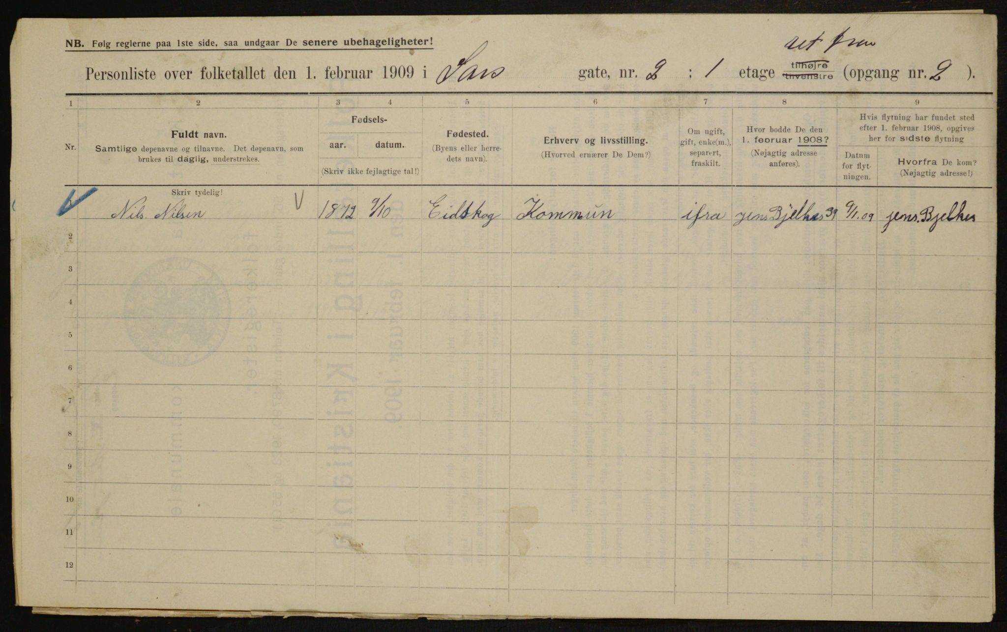 OBA, Municipal Census 1909 for Kristiania, 1909, p. 81145