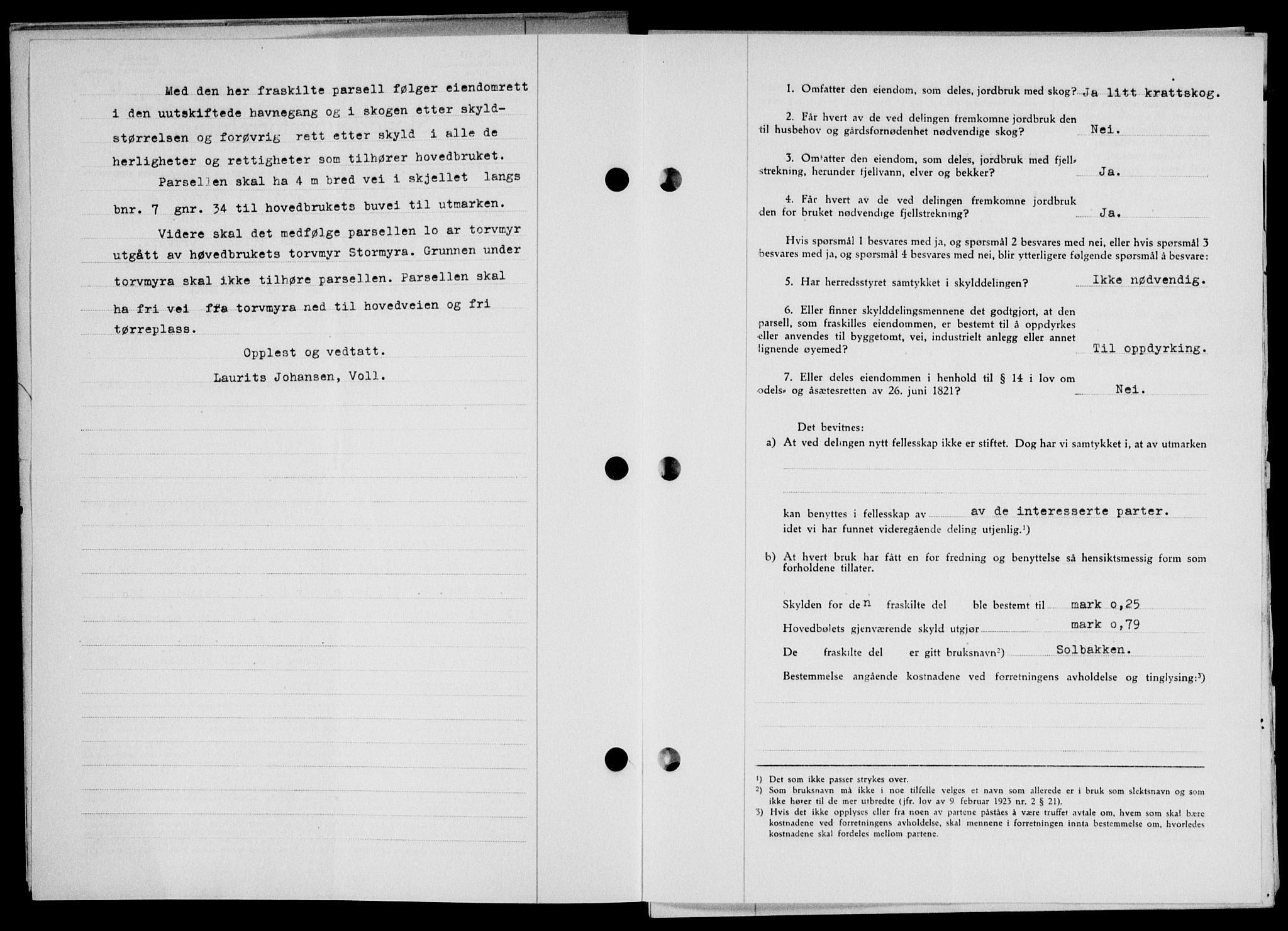 Lofoten sorenskriveri, SAT/A-0017/1/2/2C/L0013a: Mortgage book no. 13a, 1944-1946, Diary no: : 941/1945