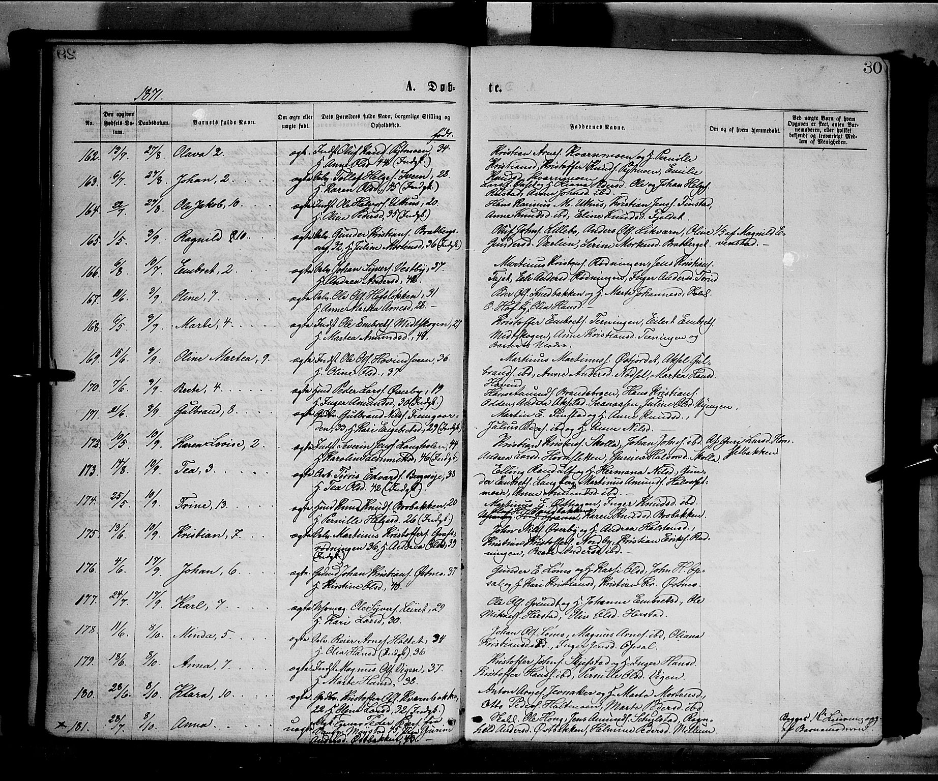 Elverum prestekontor, AV/SAH-PREST-044/H/Ha/Haa/L0011: Parish register (official) no. 11, 1869-1879, p. 30