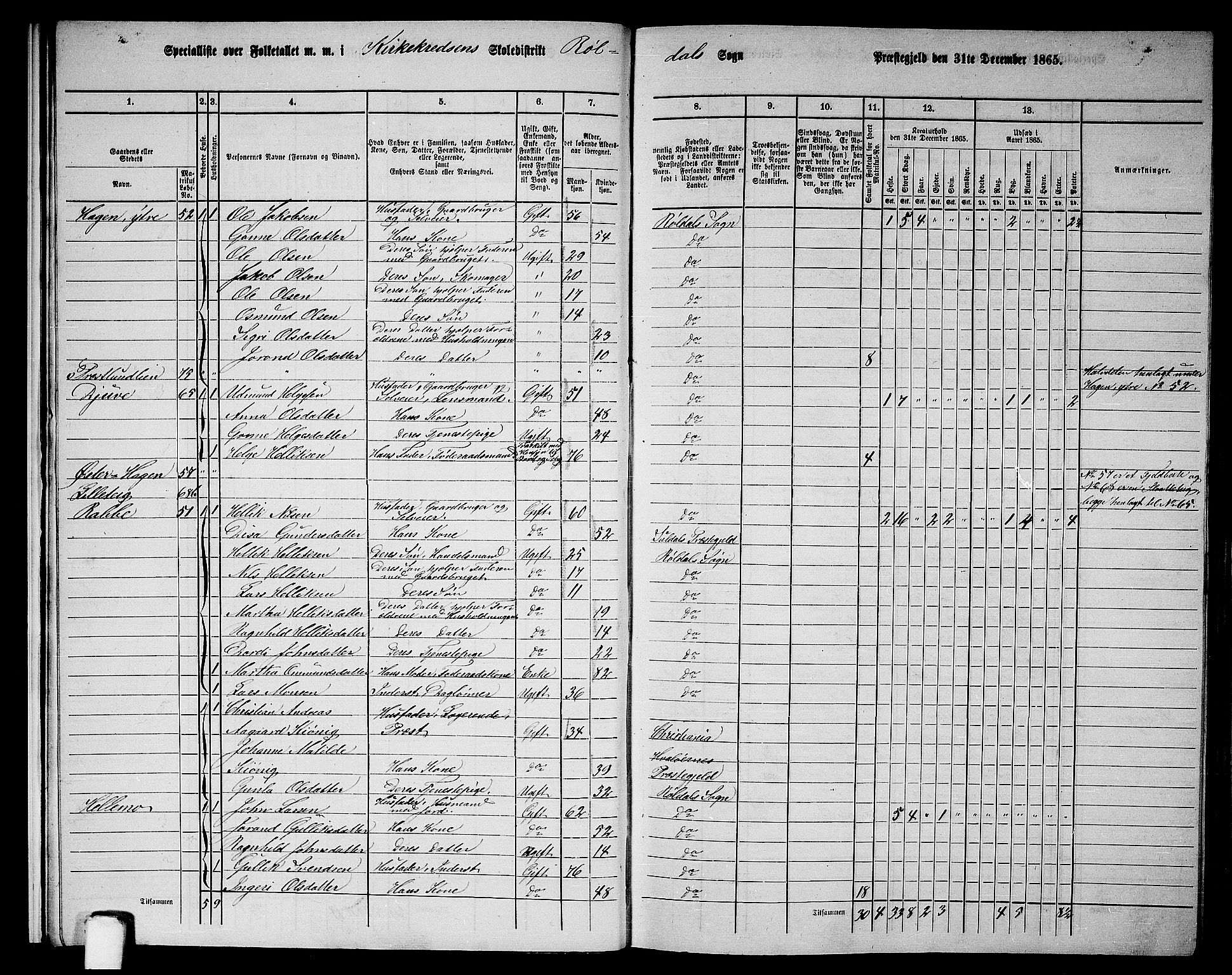 RA, 1865 census for Suldal, 1865, p. 139