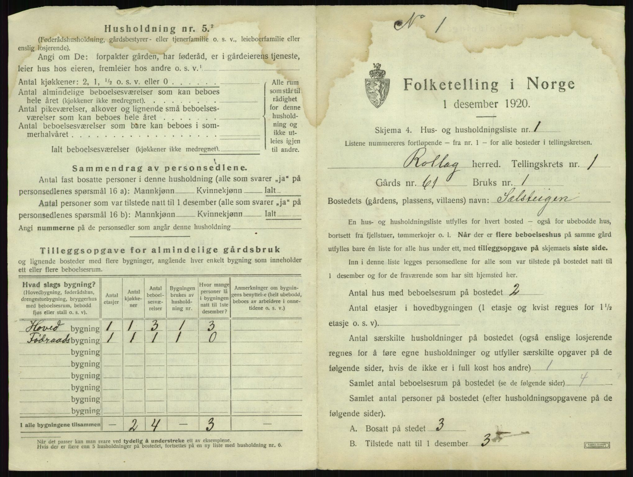 SAKO, 1920 census for Rollag, 1920, p. 39