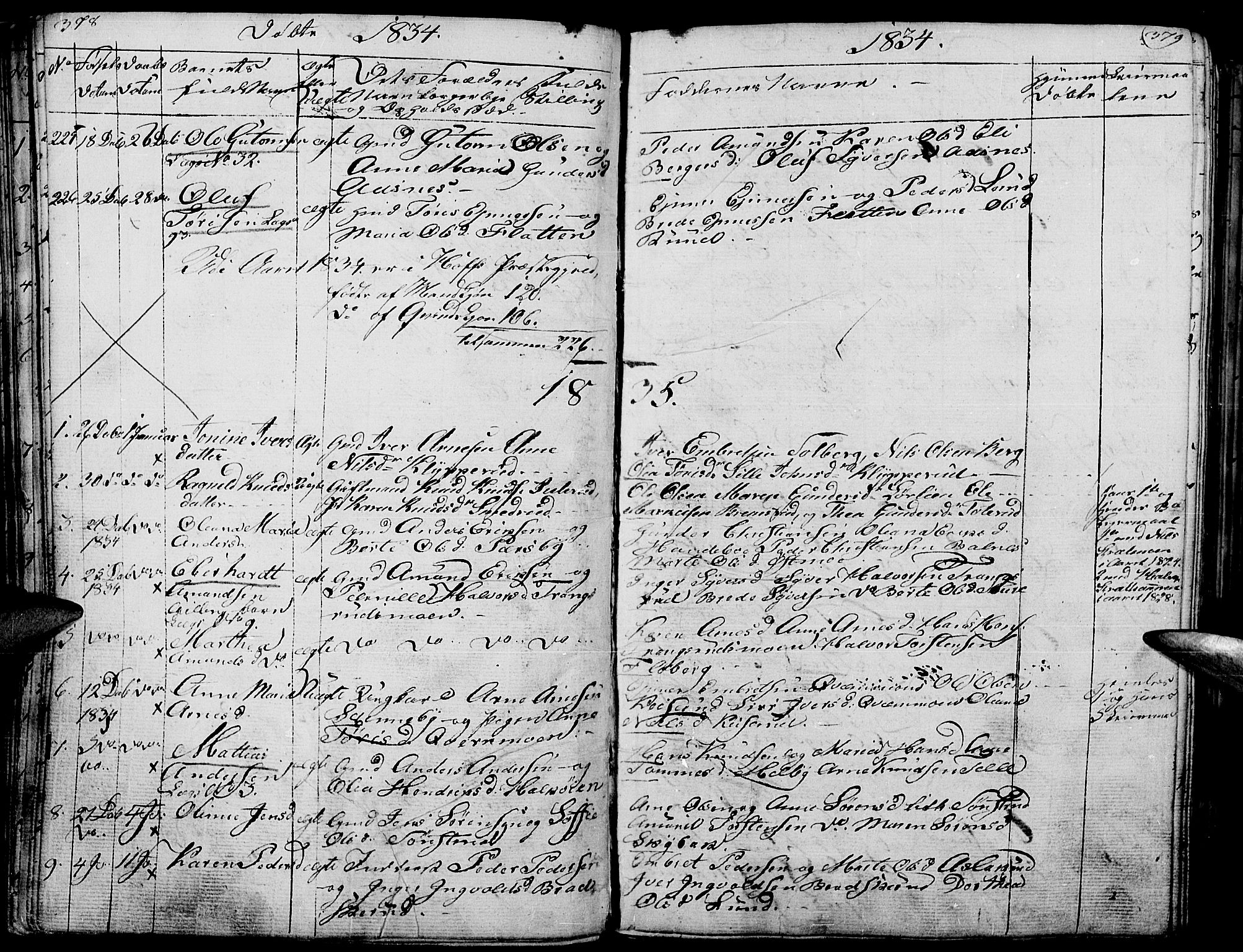 Hof prestekontor, SAH/PREST-038/H/Ha/Haa/L0006: Parish register (official) no. 6, 1822-1841, p. 378-379