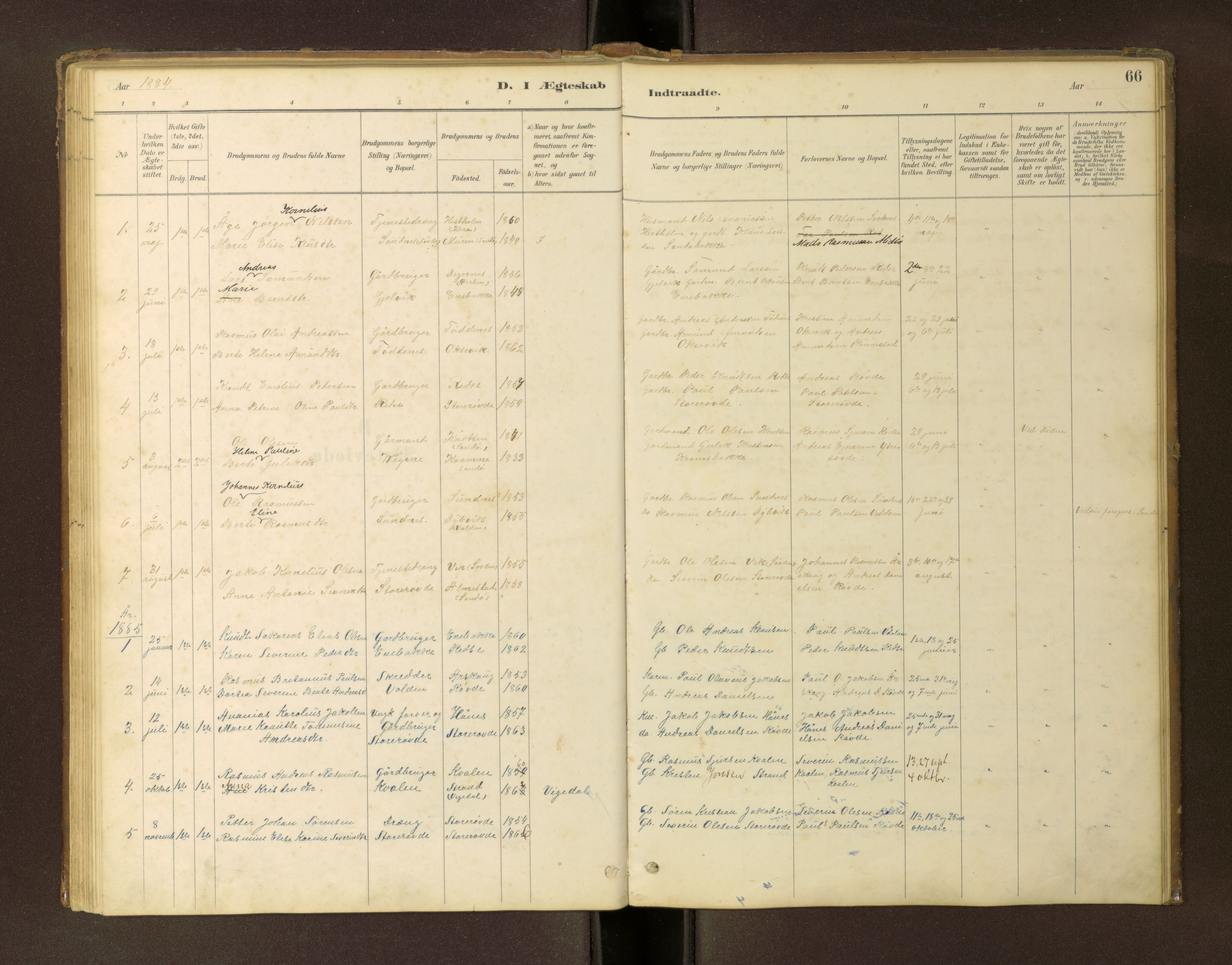 Ministerialprotokoller, klokkerbøker og fødselsregistre - Møre og Romsdal, SAT/A-1454/504/L0060: Parish register (copy) no. 504C02, 1884-1903, p. 66