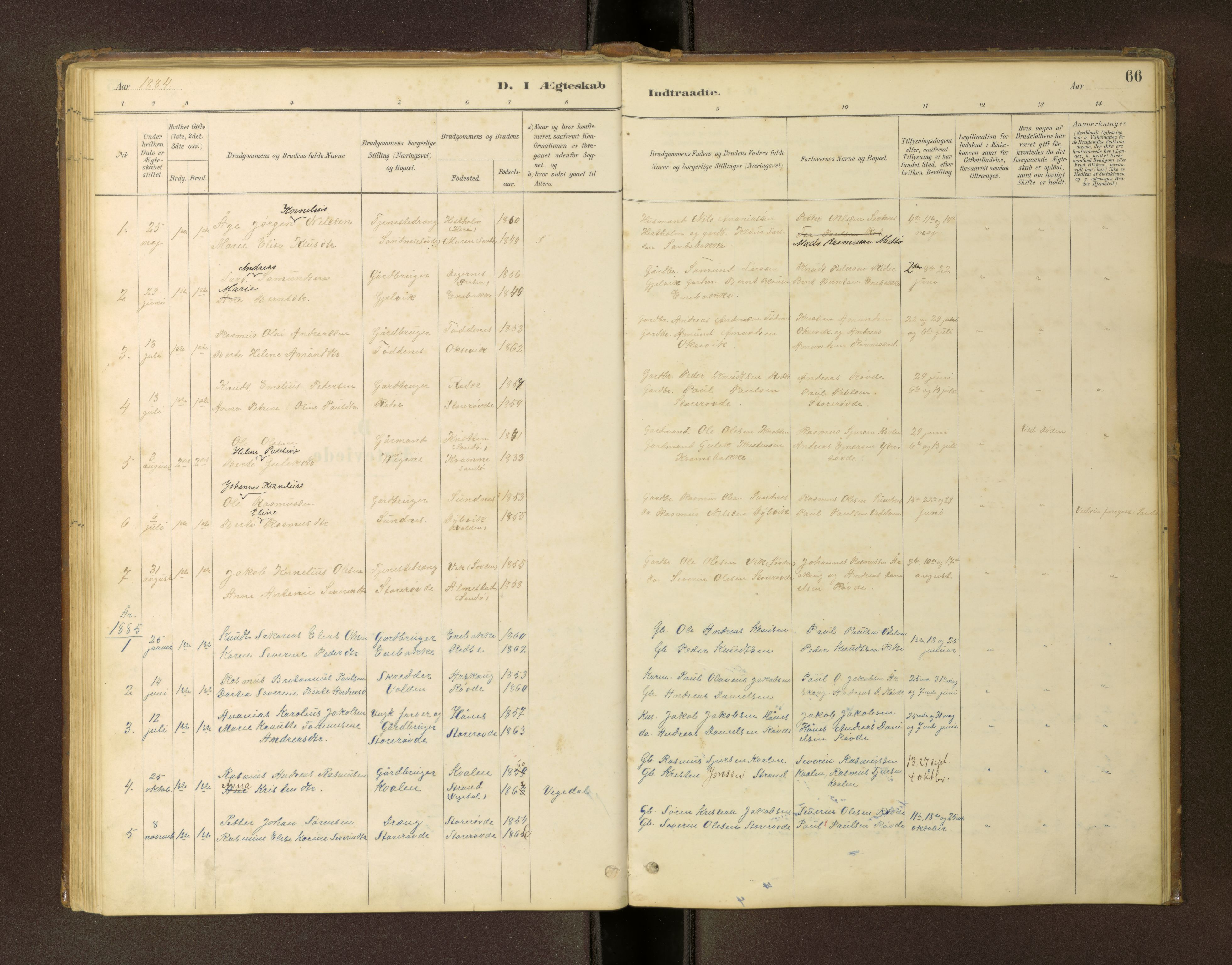 Ministerialprotokoller, klokkerbøker og fødselsregistre - Møre og Romsdal, AV/SAT-A-1454/504/L0060: Parish register (copy) no. 504C02, 1884-1903, p. 66