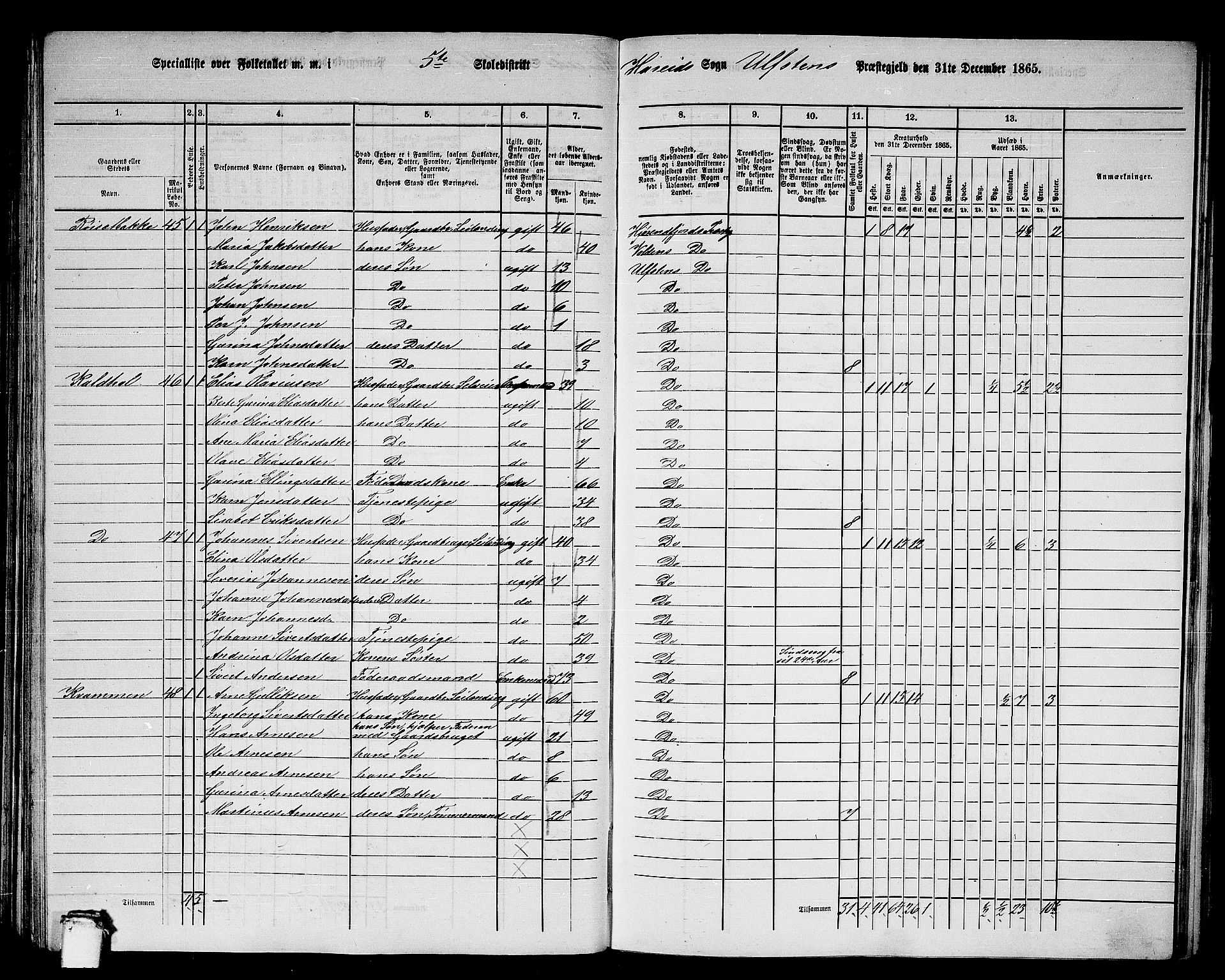 RA, 1865 census for Ulstein, 1865, p. 91