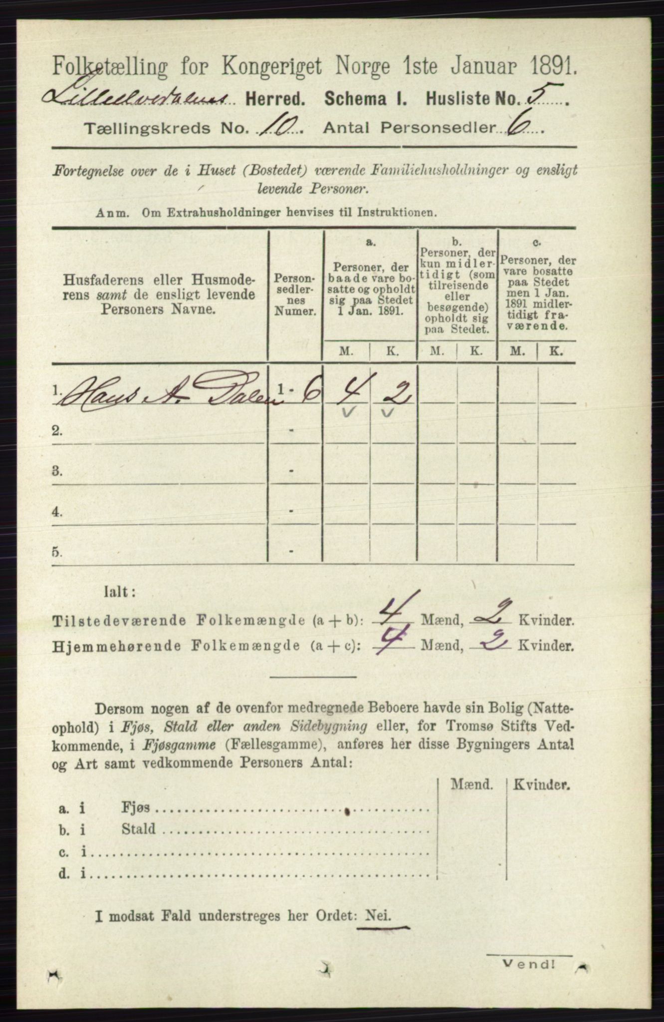 RA, 1891 census for 0438 Lille Elvedalen, 1891, p. 3358