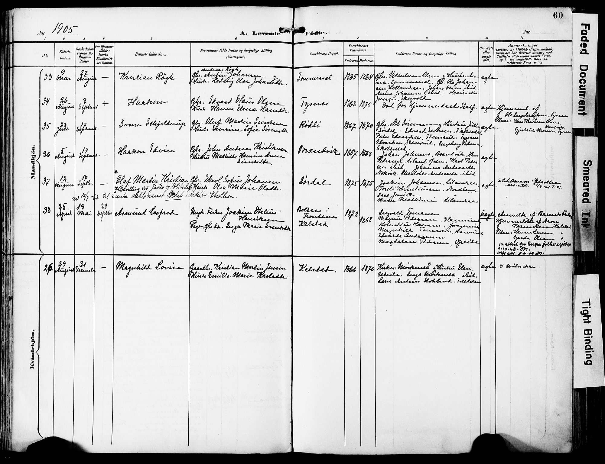 Ministerialprotokoller, klokkerbøker og fødselsregistre - Nordland, AV/SAT-A-1459/859/L0848: Parish register (official) no. 859A08, 1900-1912, p. 60