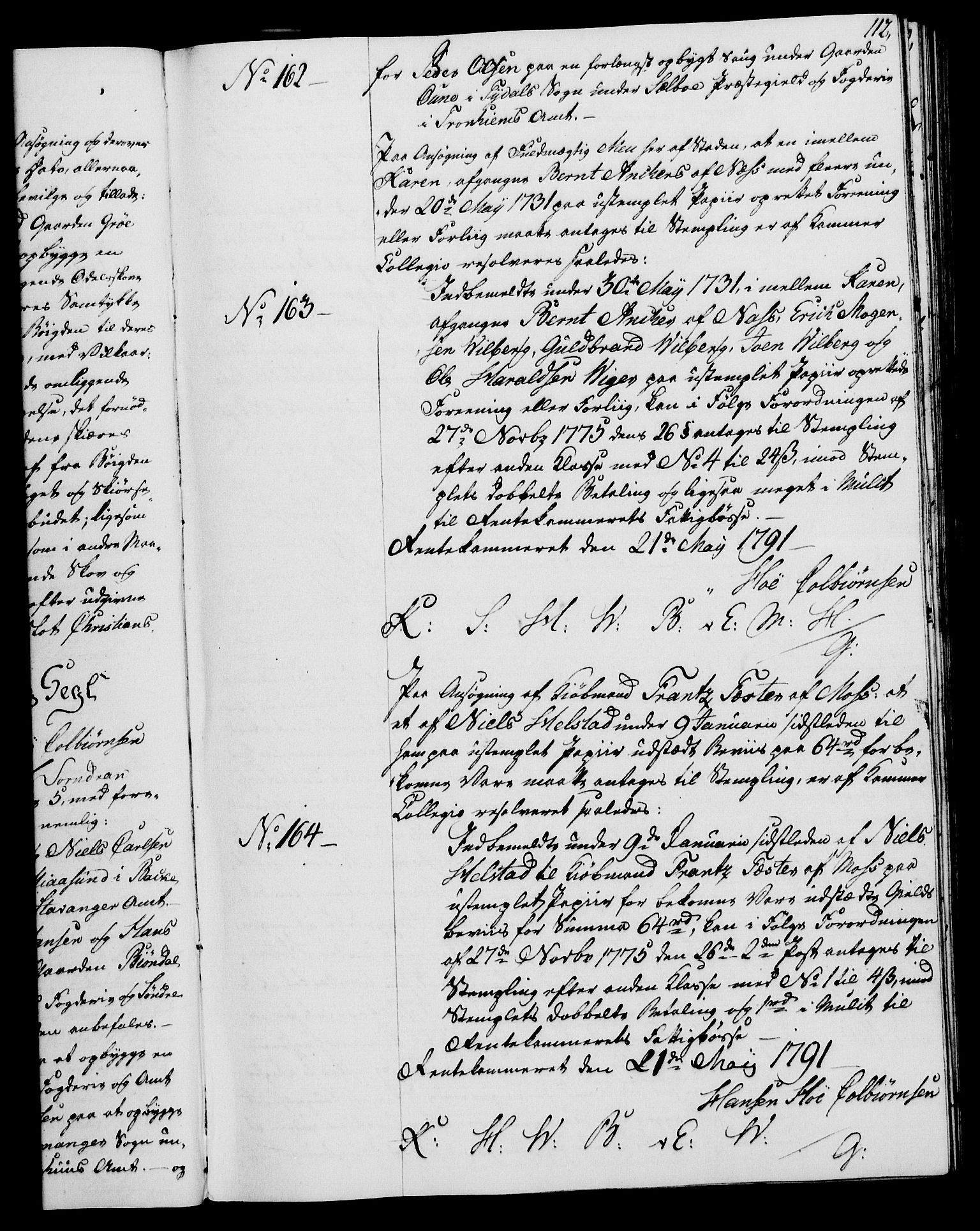 Rentekammeret, Kammerkanselliet, AV/RA-EA-3111/G/Gg/Gga/L0015: Norsk ekspedisjonsprotokoll med register (merket RK 53.15), 1790-1791, p. 112